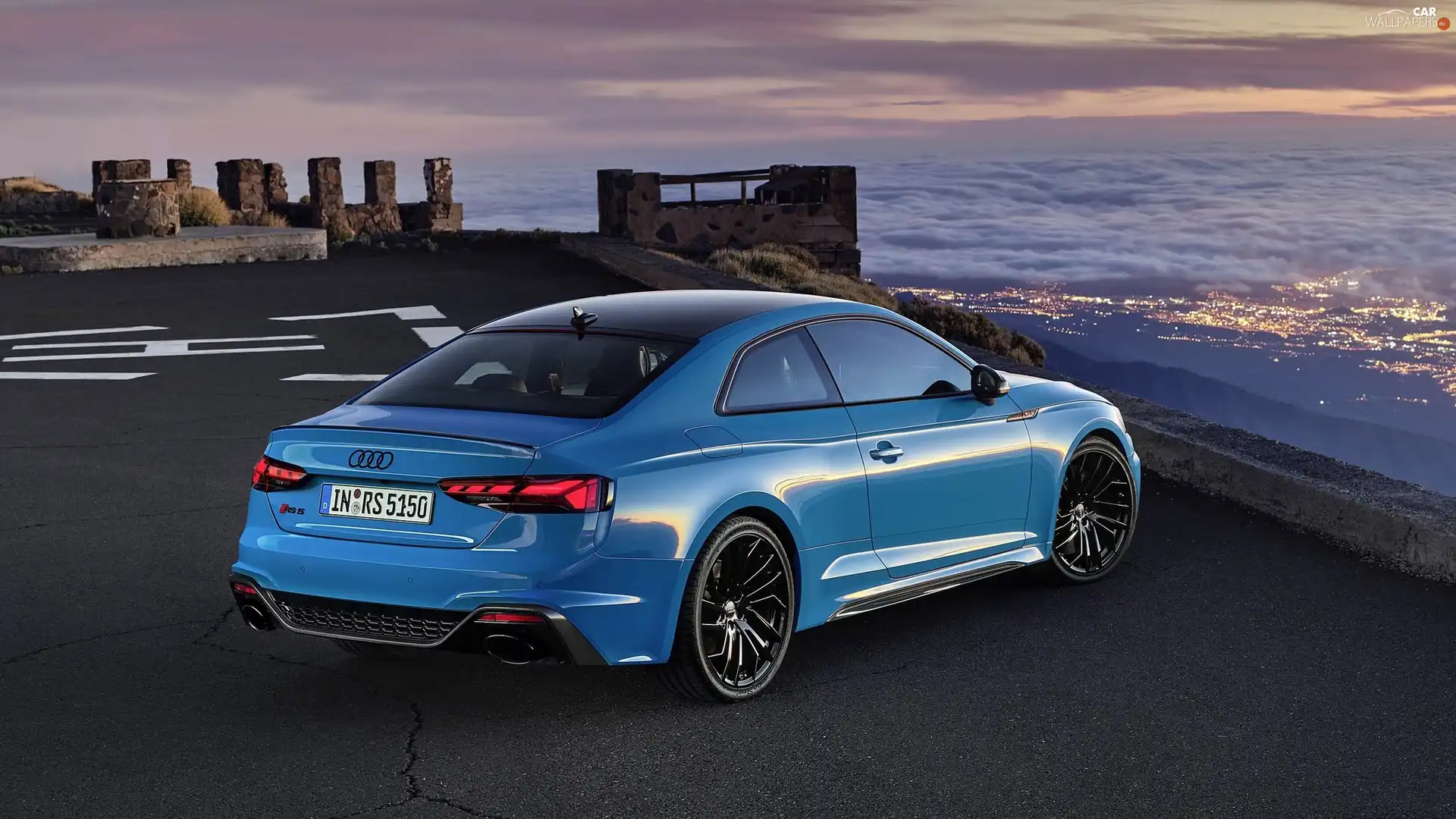 Blue, coupe, sea, Audi RS5