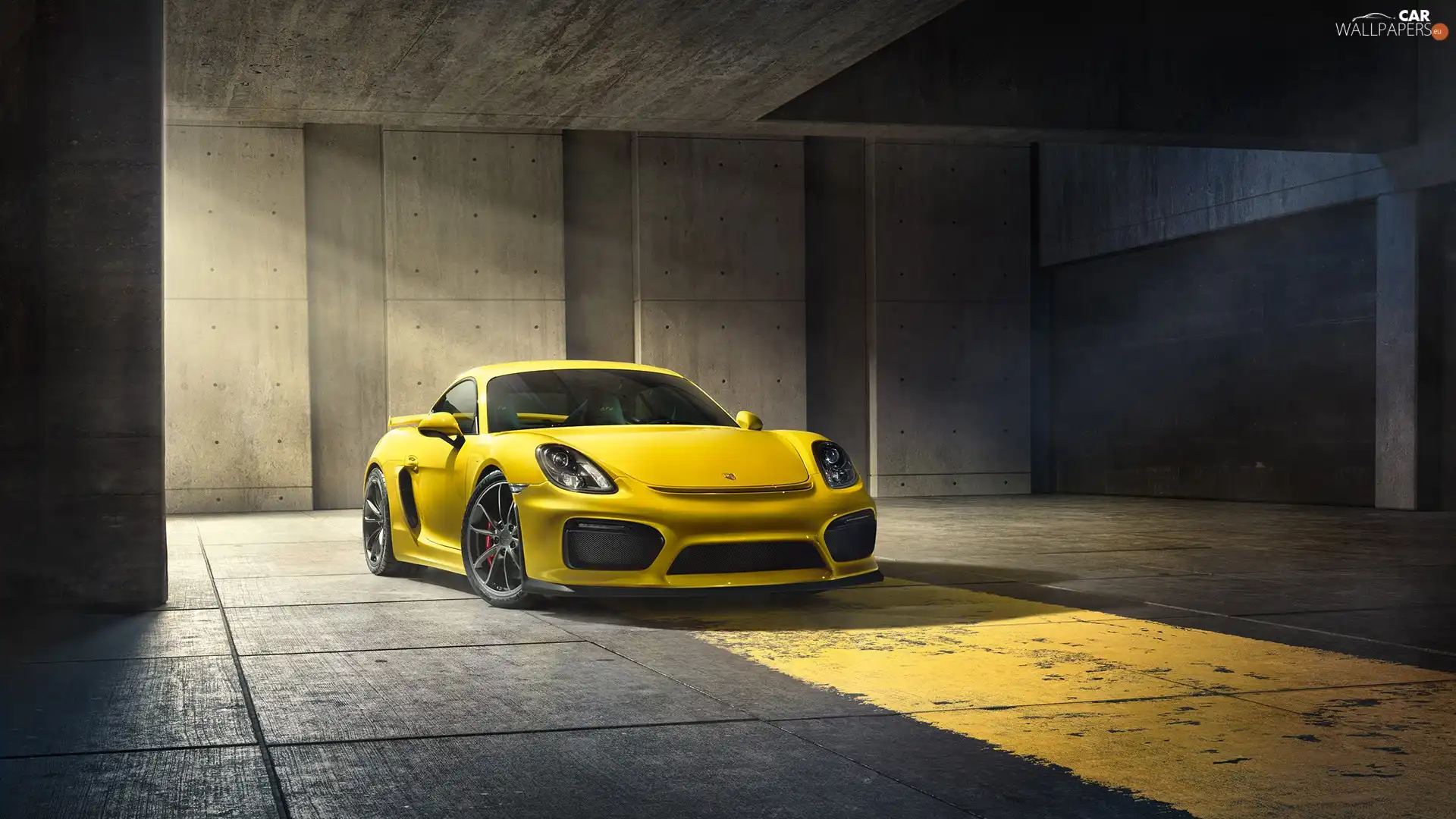 Front, Porsche Cayman GT4, Yellow