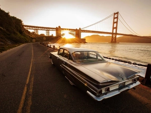 bridge, Way, sun, Cadillac, west