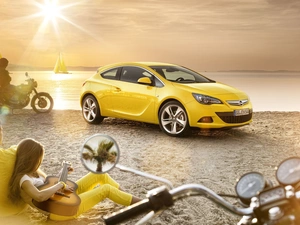 Opel Astra IV GTC, lake, sun, Beaches