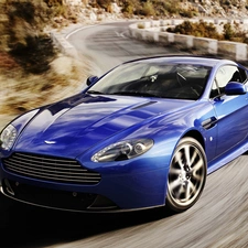 winding, blue, Aston Martin V8 Vantage S, Way