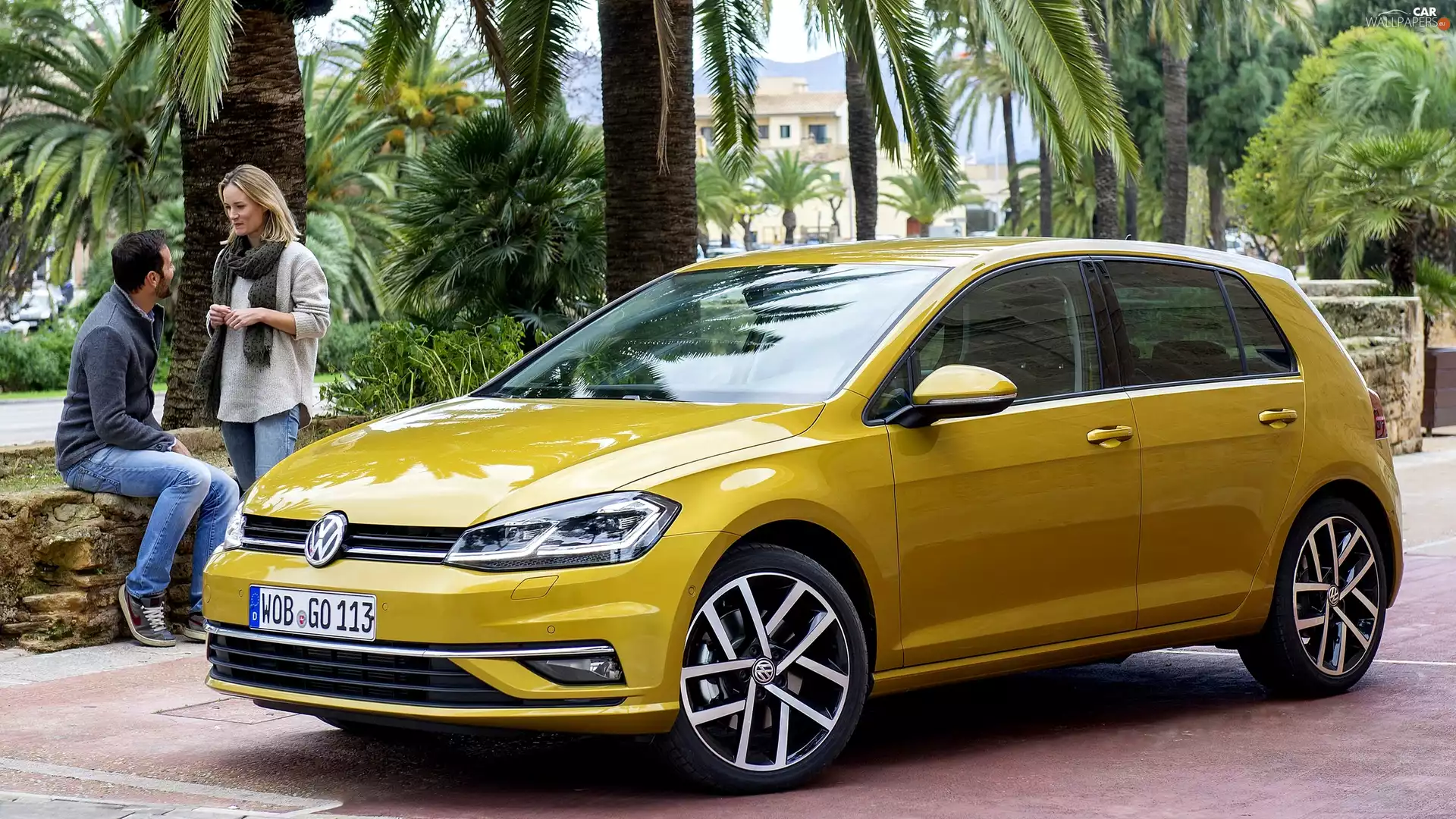 2017, Volkswagen Golf 7, a man, Palms, Women, Facelift