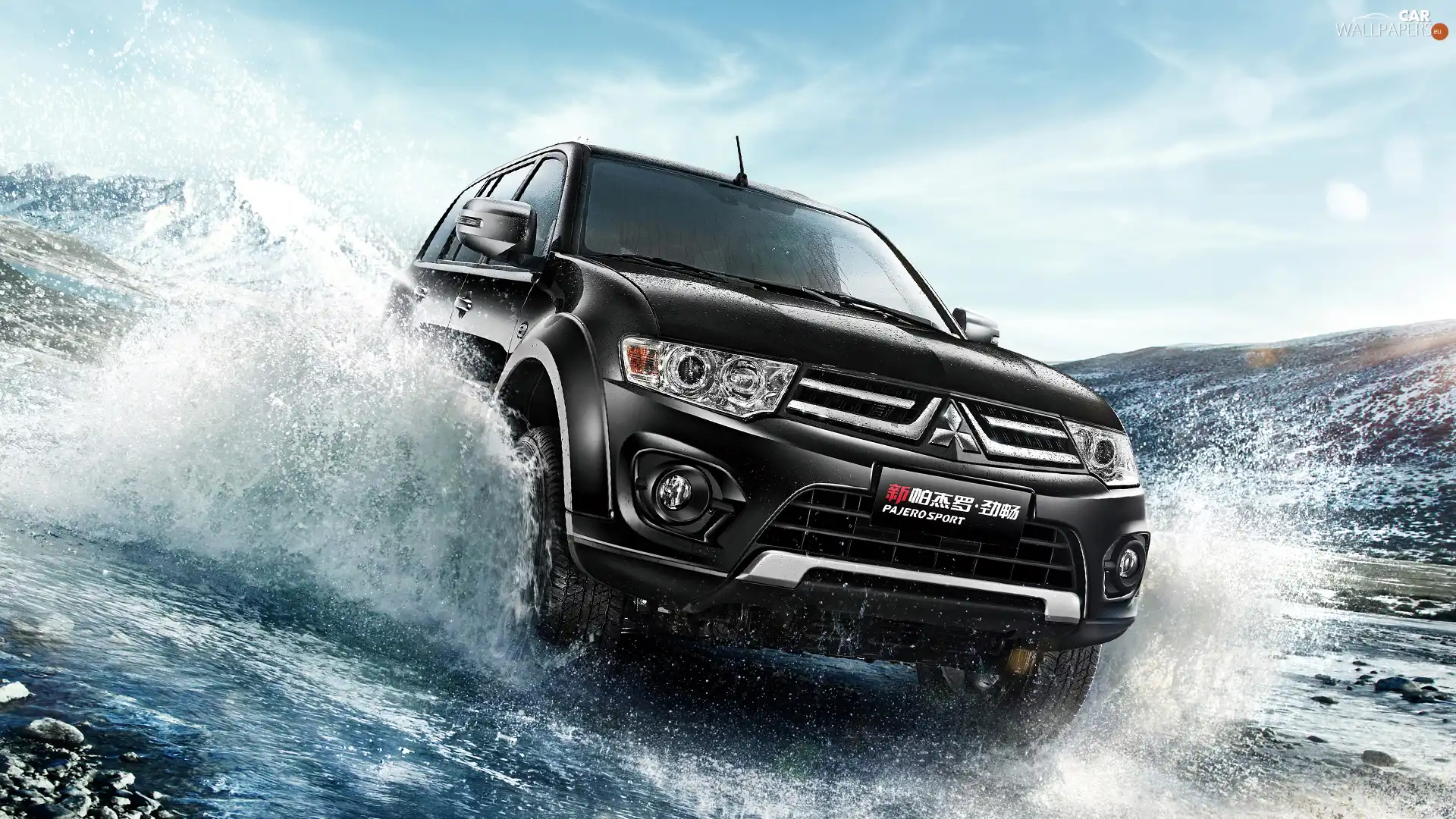 water, Mitsubishi Pajero, 2018 - Cars Wallpapers: 1920x1080