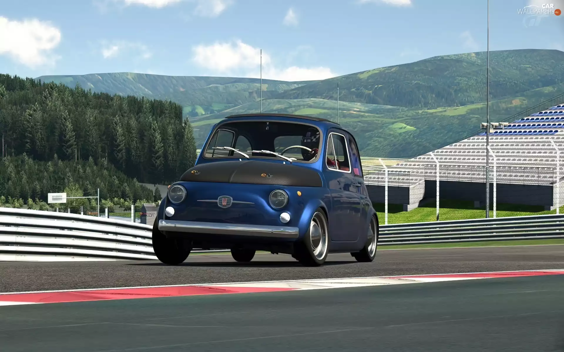 Fiat 500, Mountains, woods, Way