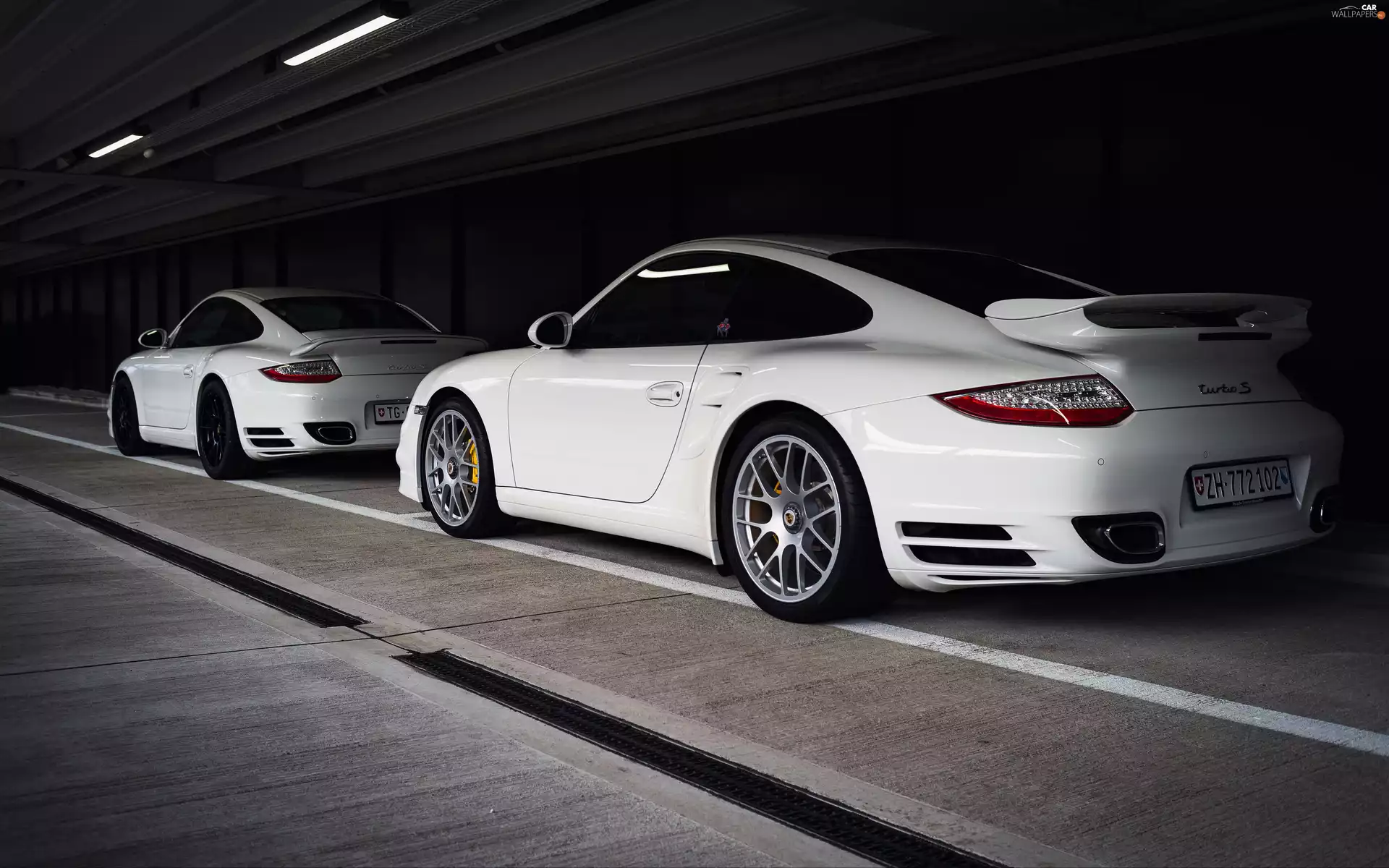 Two cars, Porsche 911 Turbo S