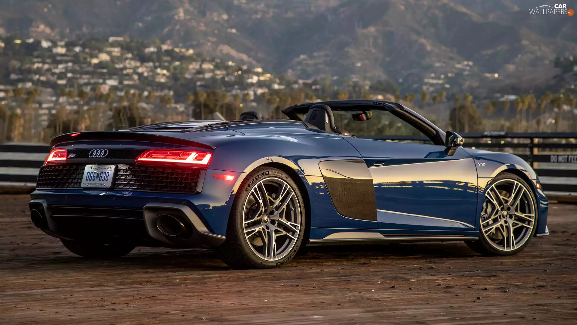 Cabriolet, navy blue, Audi R8 Spyder