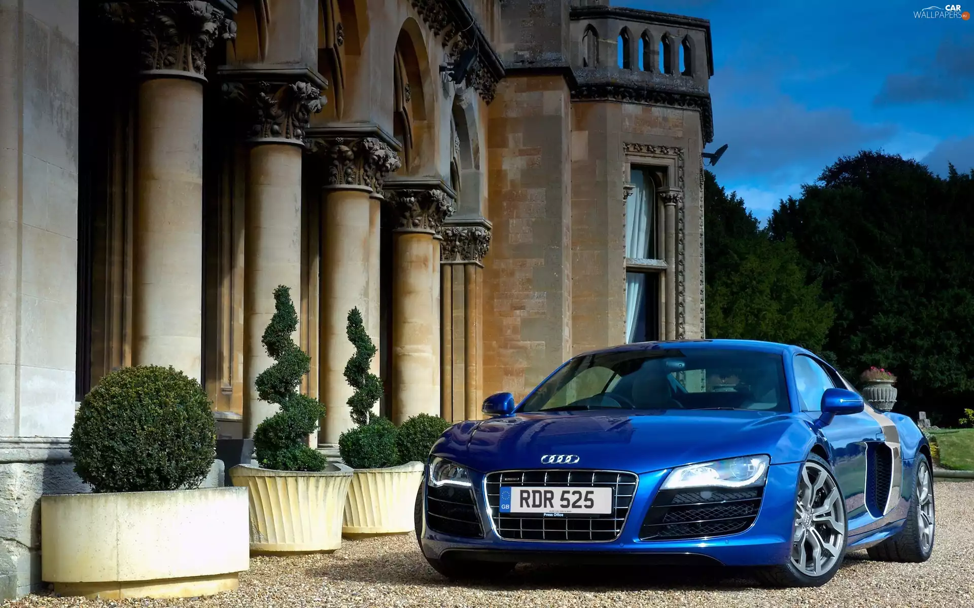 Automobile, blue, house, Audi R8 V10