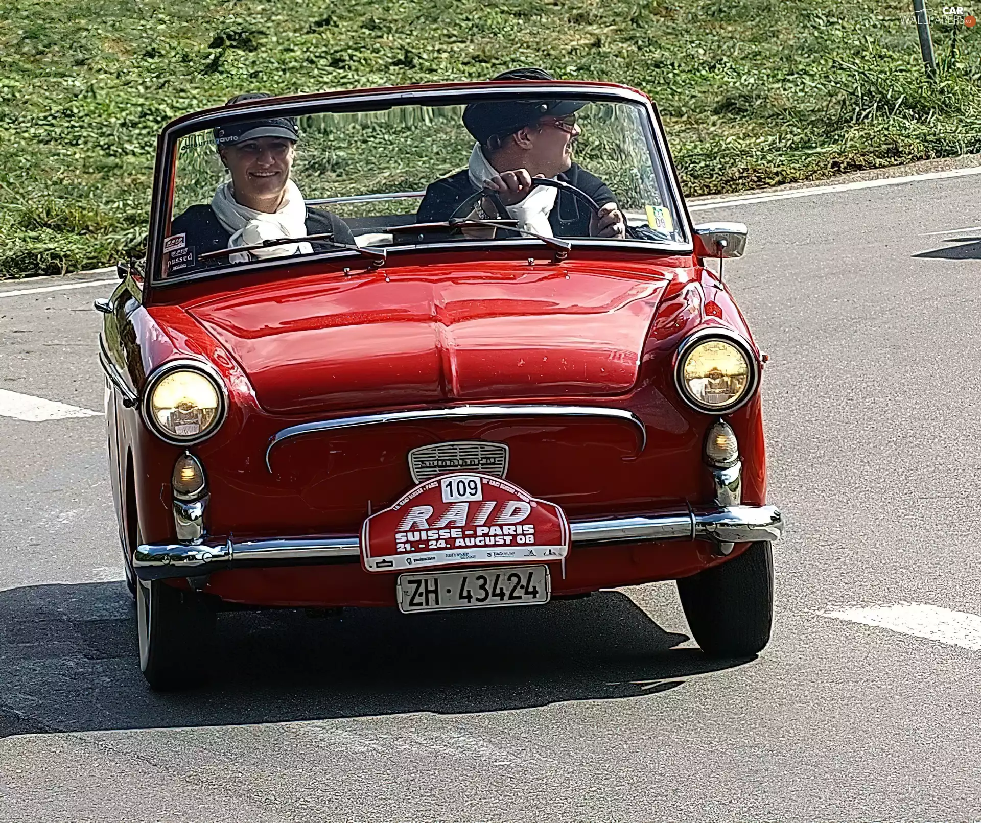 rally, Paris, Cabriolet, Autobianchi Bianchina, Red