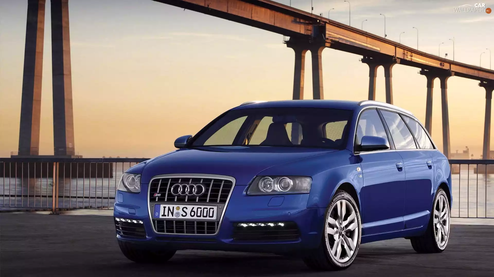 A4 B6, bridge, Automobile, Audi, blue
