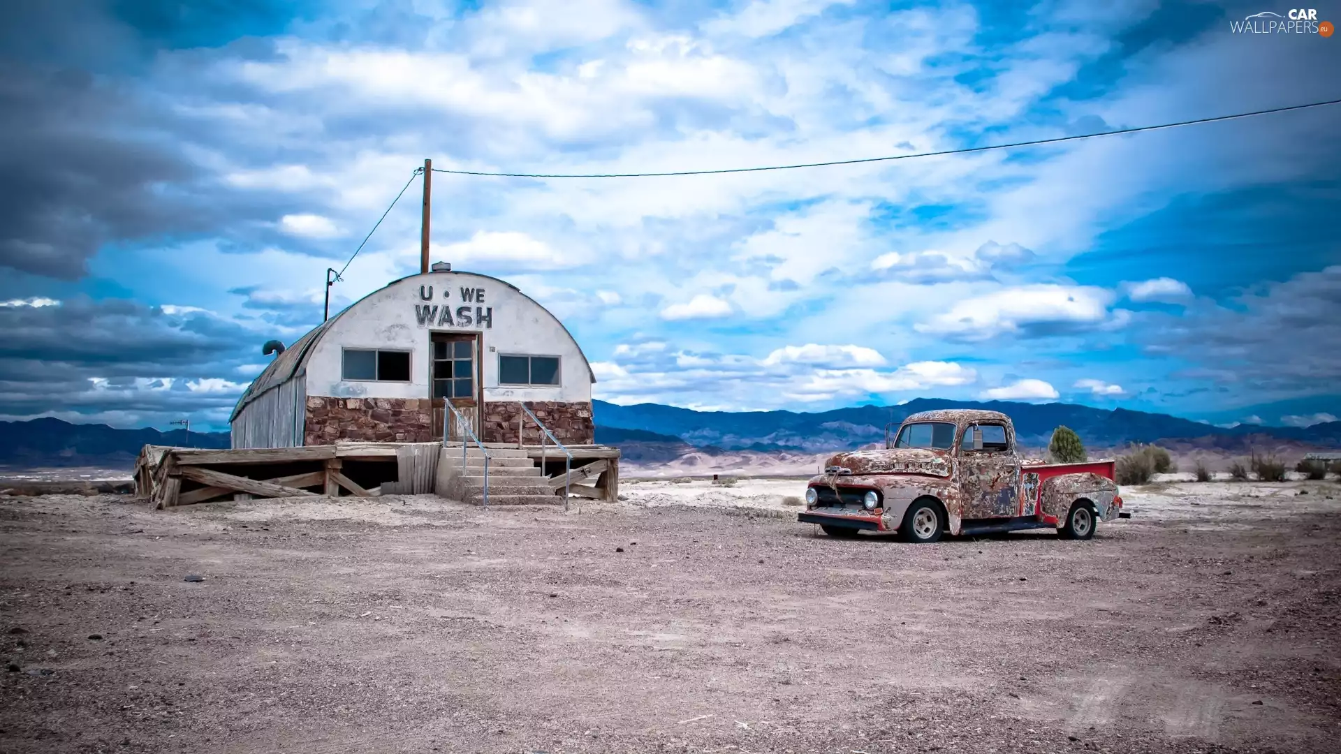 House, Automobile, Desert, Old car