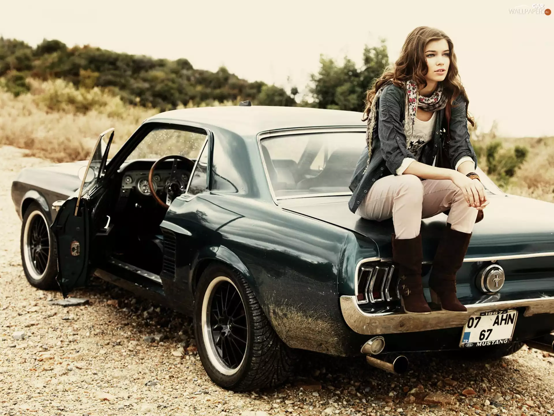 Women, Ford, Mustang, Automobile