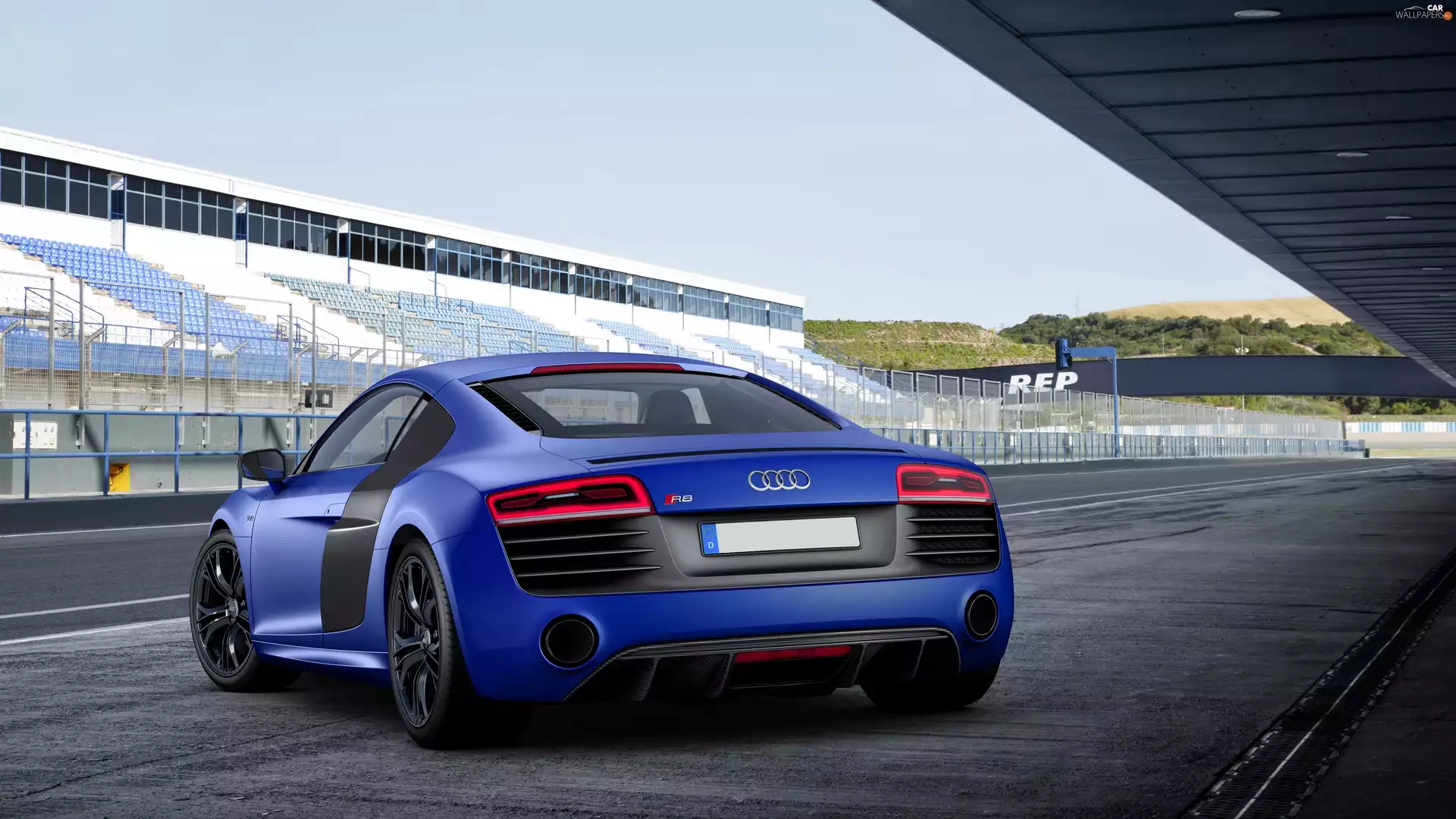 Blue, Back, racecourse, Audi R8