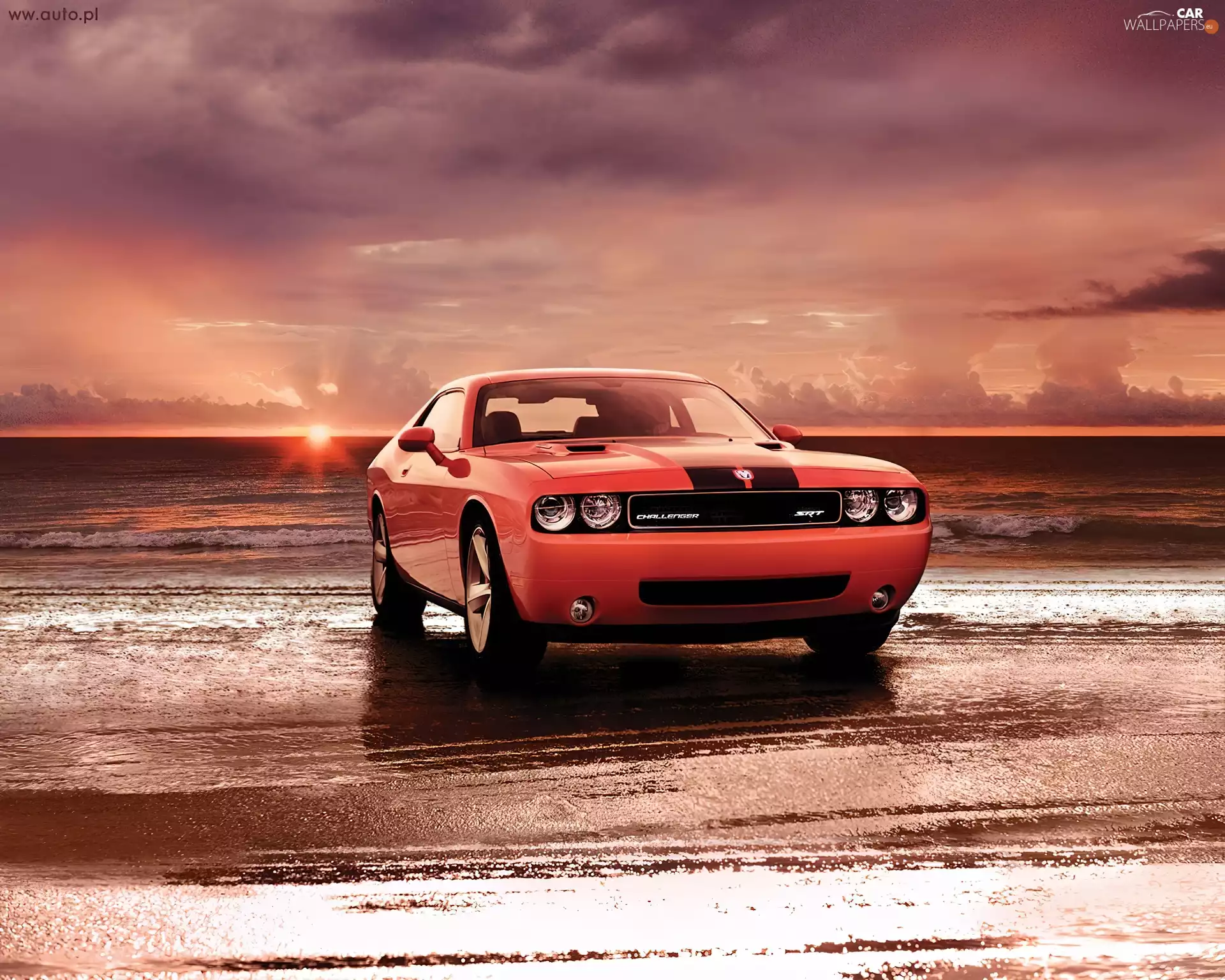 sea, Dodge Challenger, Beaches