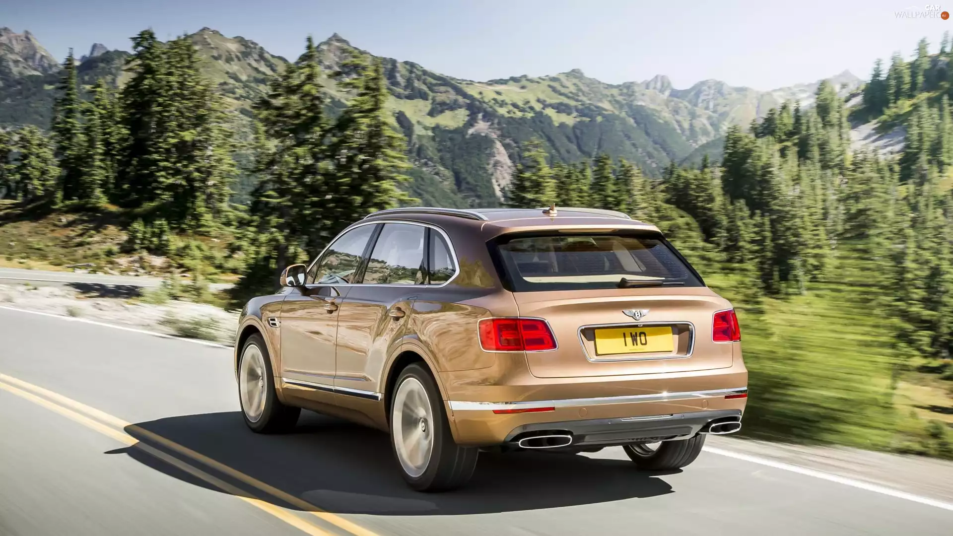 Bentley Bentayga, Way, Mountains, Back