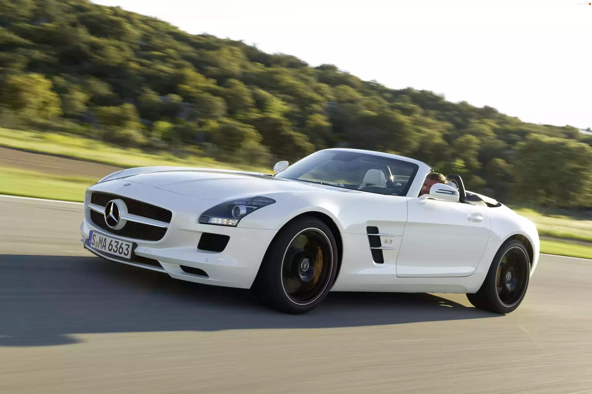 AMG, White, Mercedes-Benz SLS Roadster
