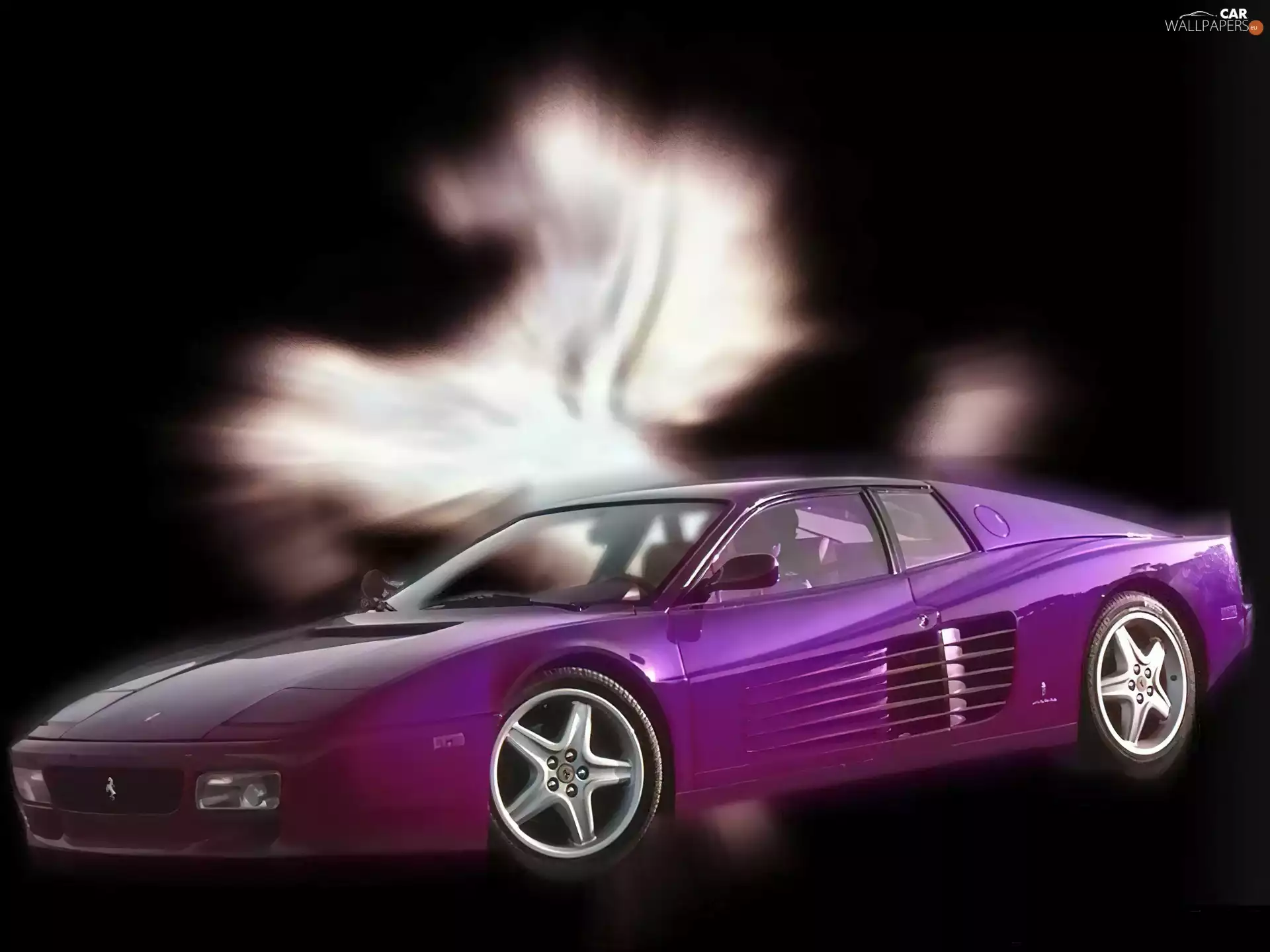 purple, Black, background, Ferrari Testarossa