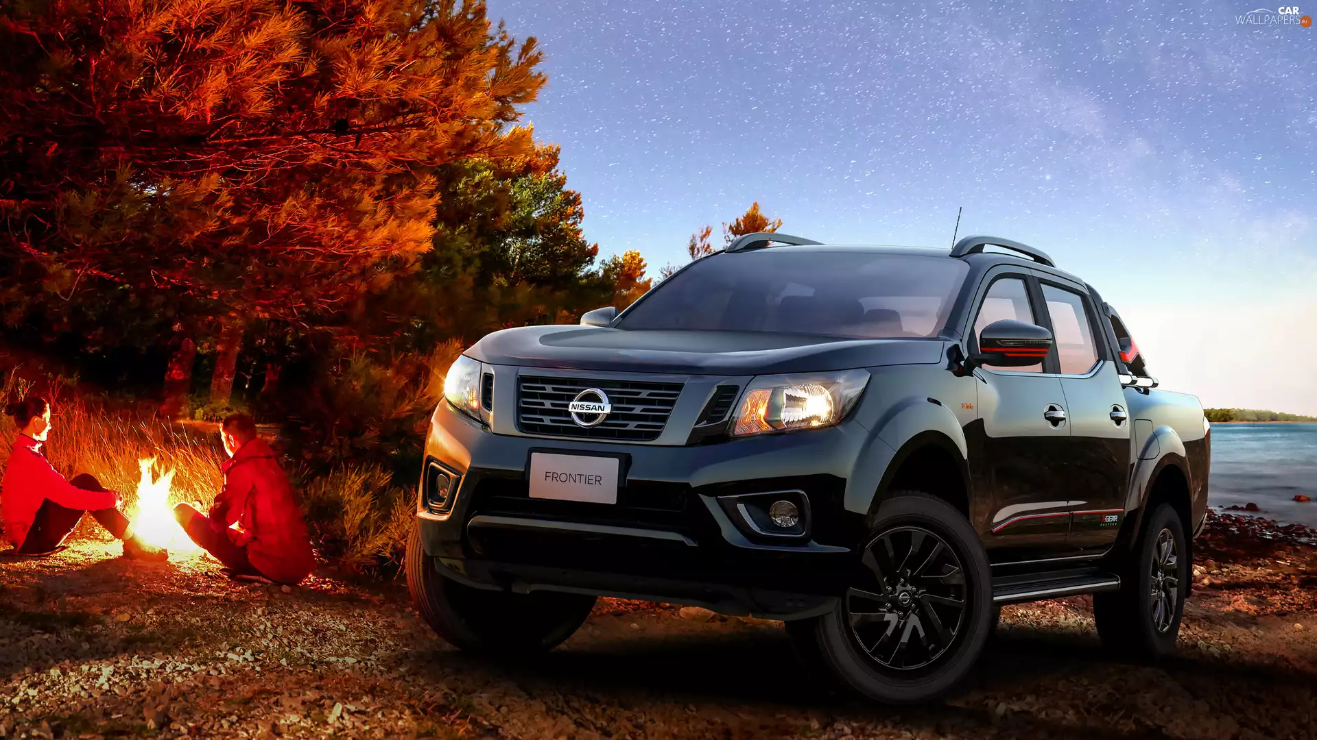 fire, Nissan Frontier, Black