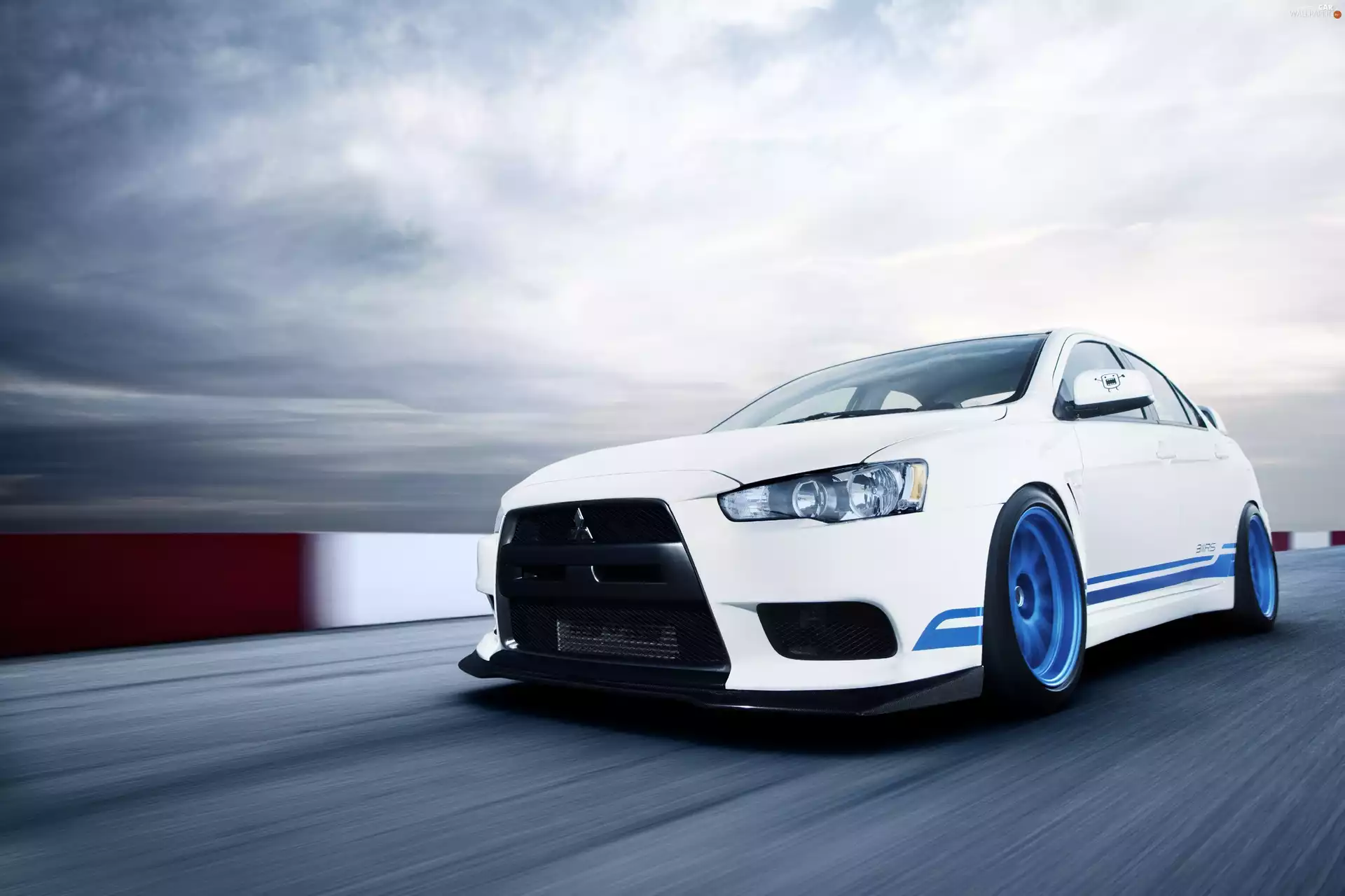 Mitsubishi, Evo X, Blue Rims, Lancer