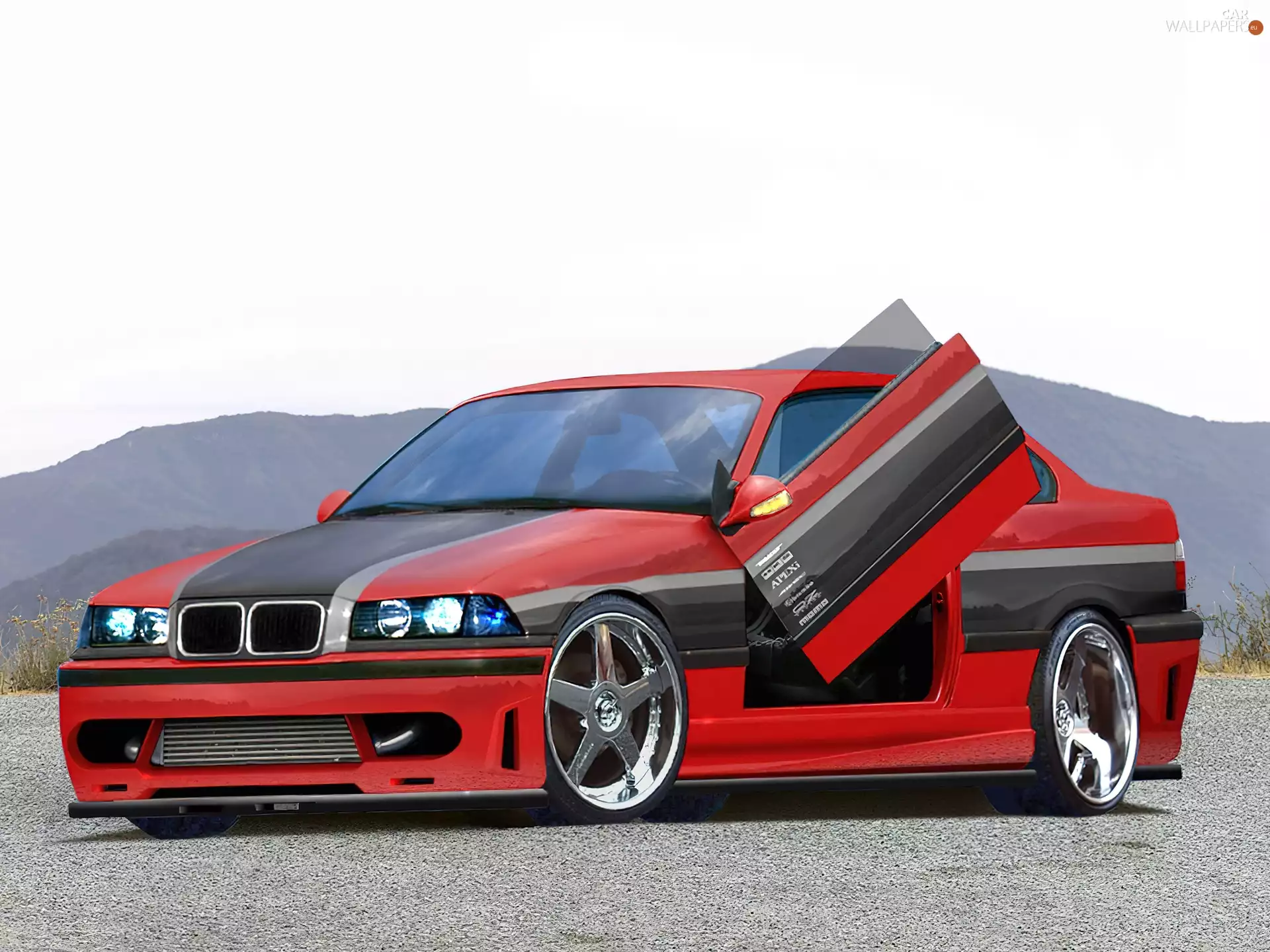 E36, TUNING, Black, BMW 3, Red