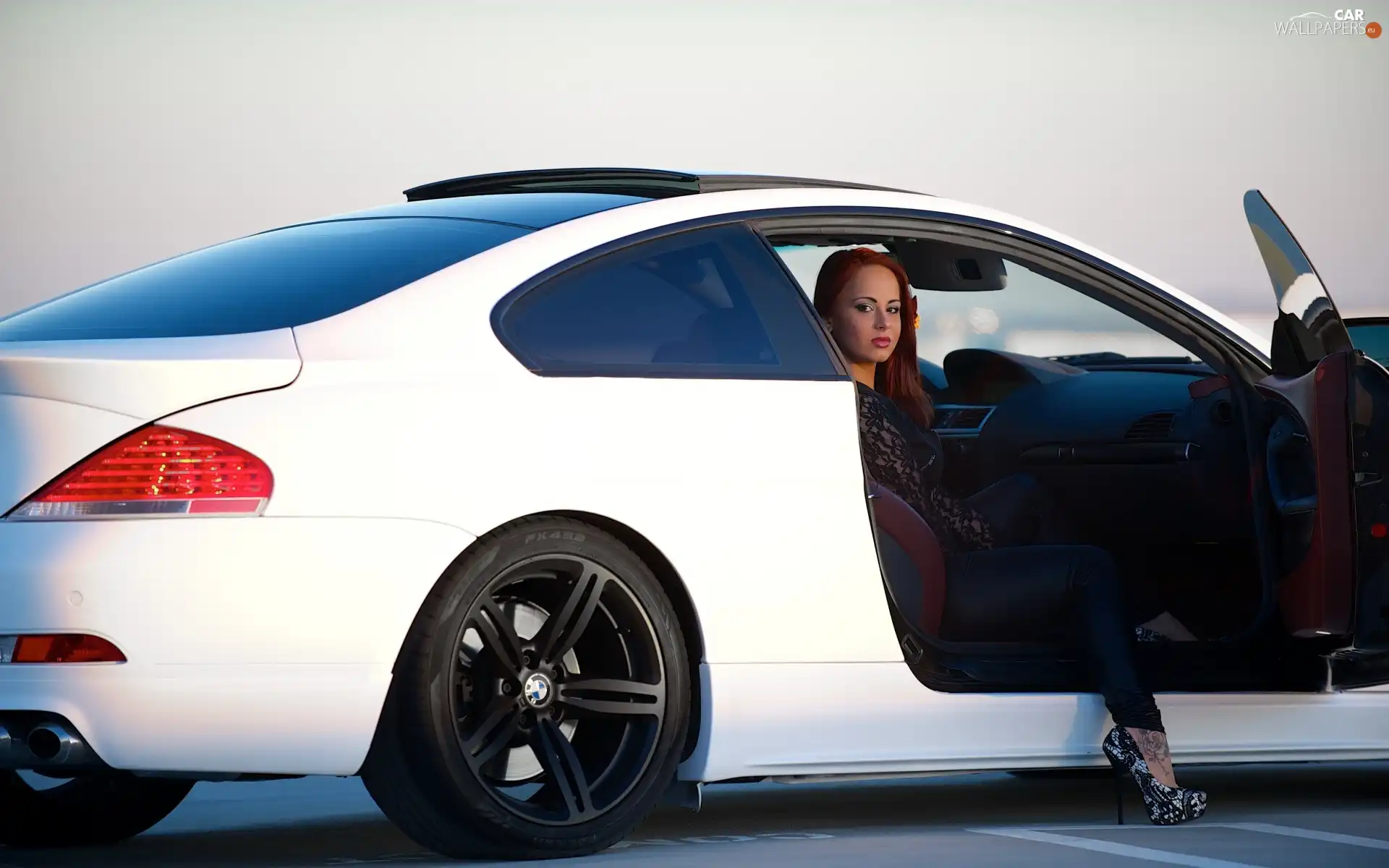 BMW, M6, make-up, E63, Tattoo, Automobile, White, Women