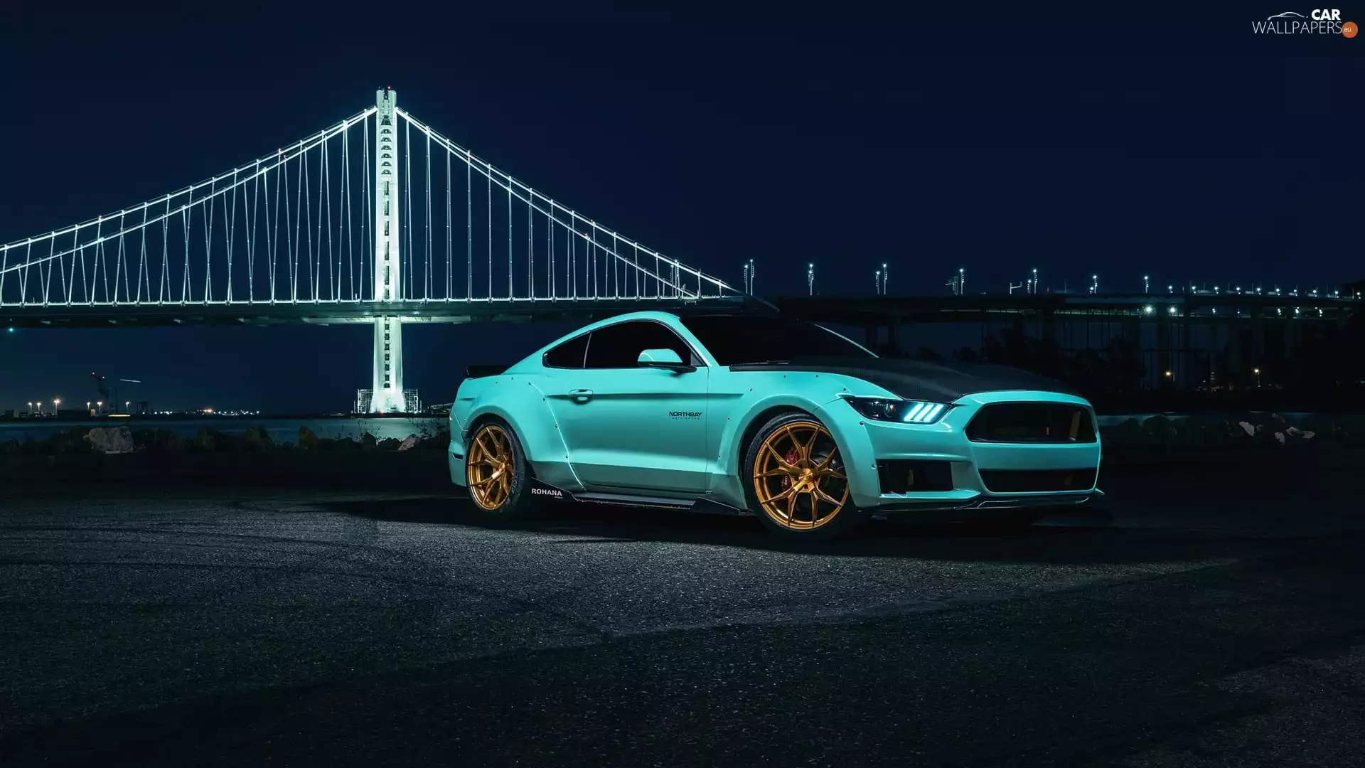 2015, Ford Mustang EcoBoost, Golden Gate Bridge, San Francisco, bridge, Tiffany Blue