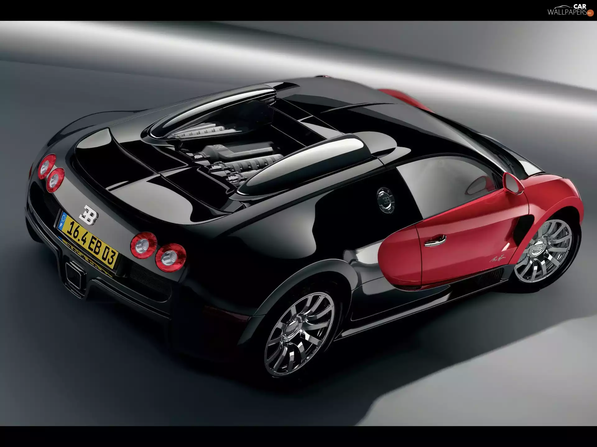 Black, Bugatti Veyron, Back, Red