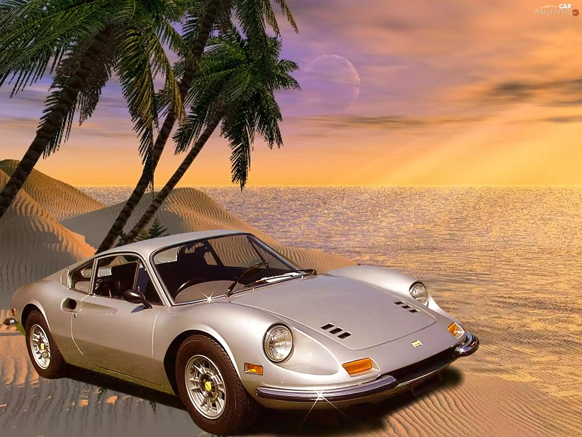 Silver, Bumpers, chrome, Ferrari Dino