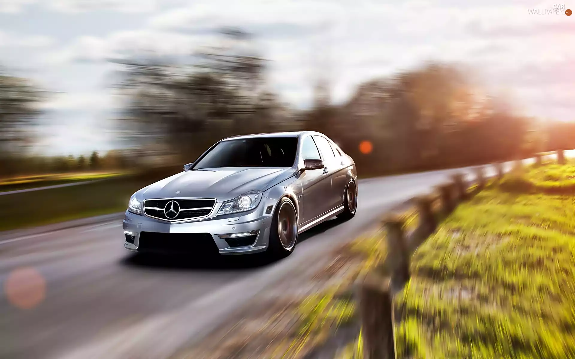 Way, motion, Mercedes, C63 AMG, Automobile
