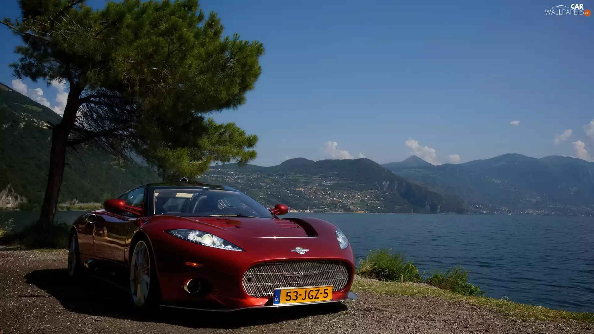 Spyker, sea, trees, C8