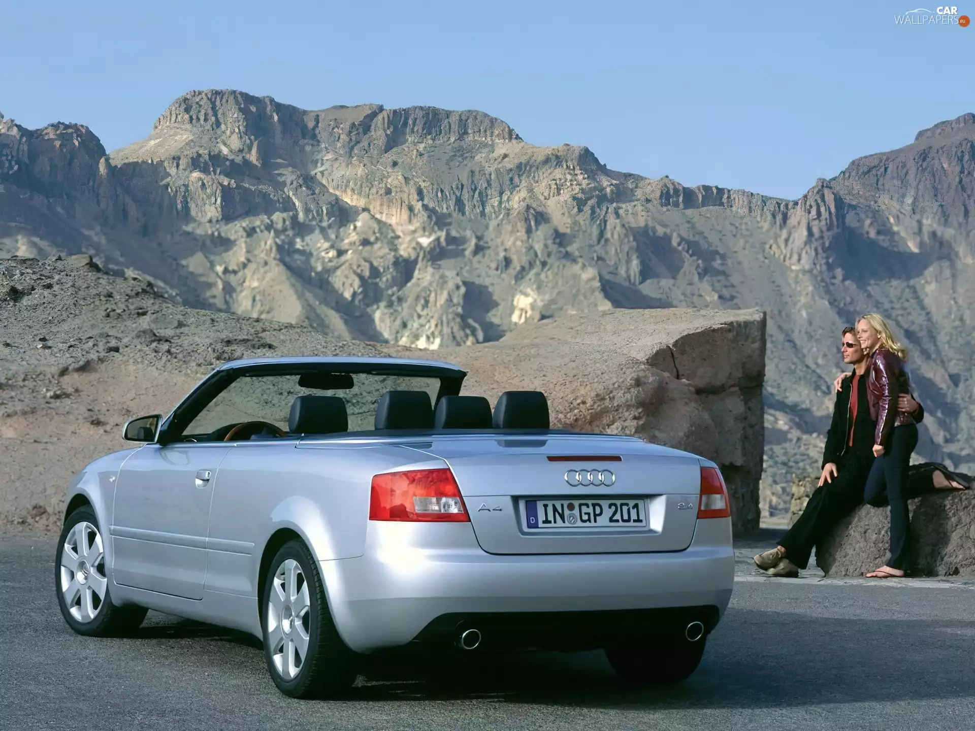 silver, Cabrio, Mountains, Audi A4