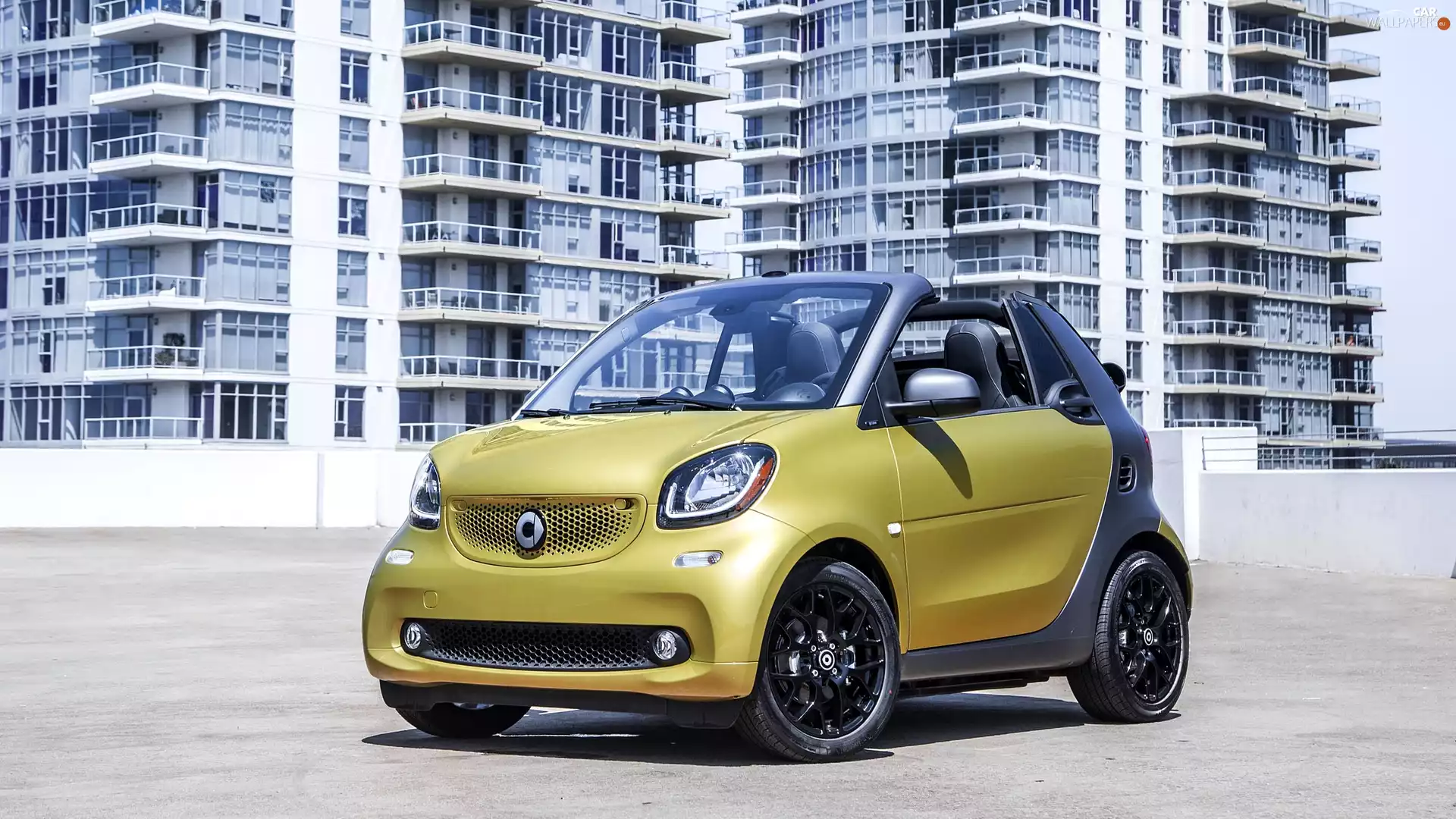 skyscrapers, Smart Fortwo Cabrio 2017, Street