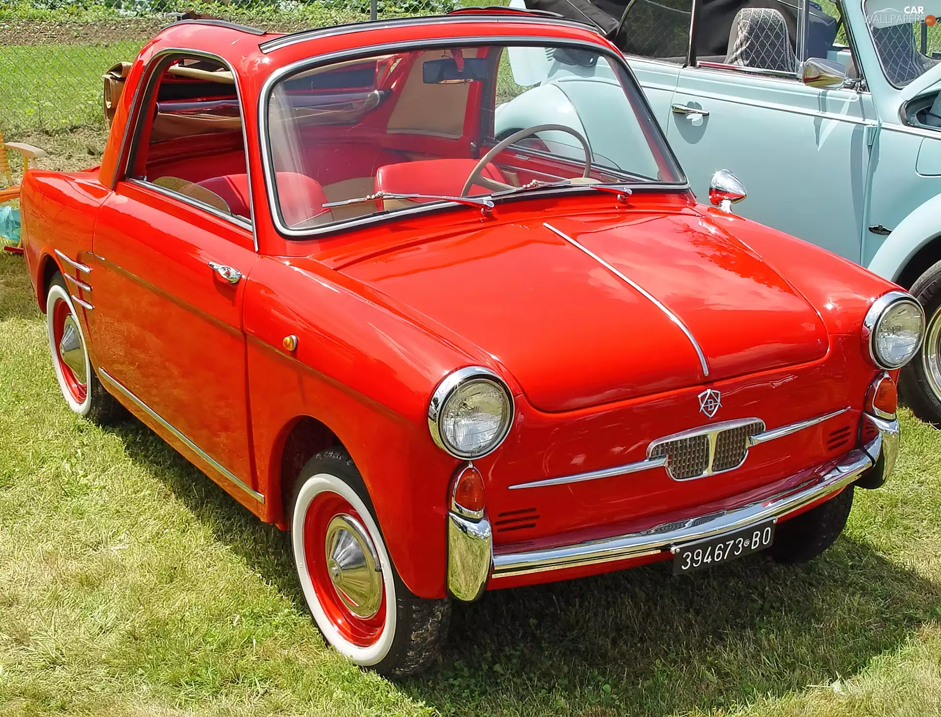 Red, Cabriolet, chrome, Autobianchi Bianchina