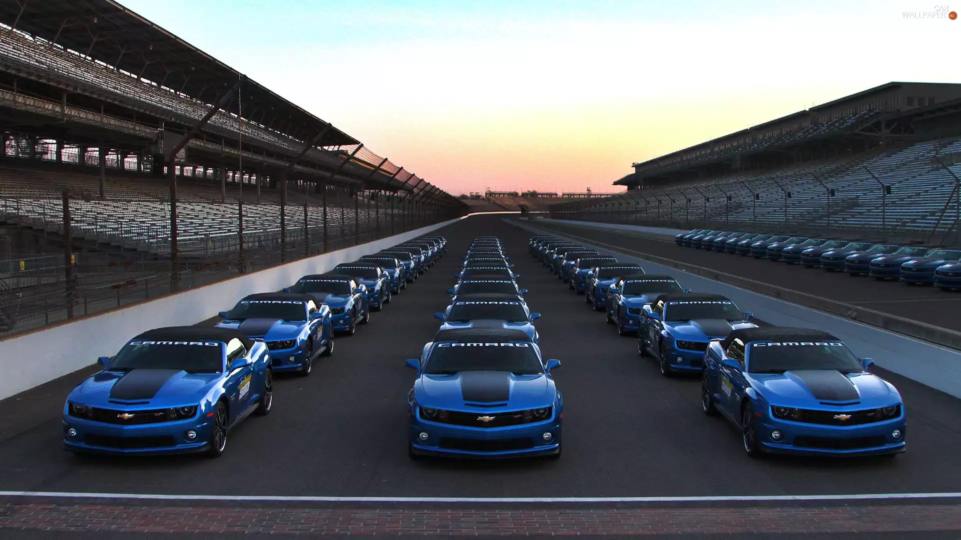 Chevrolet, blue, track, Camaro