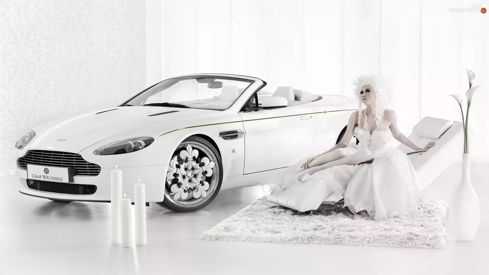 Vanquish, White, Armchair, Candles, Women, Aston Martin