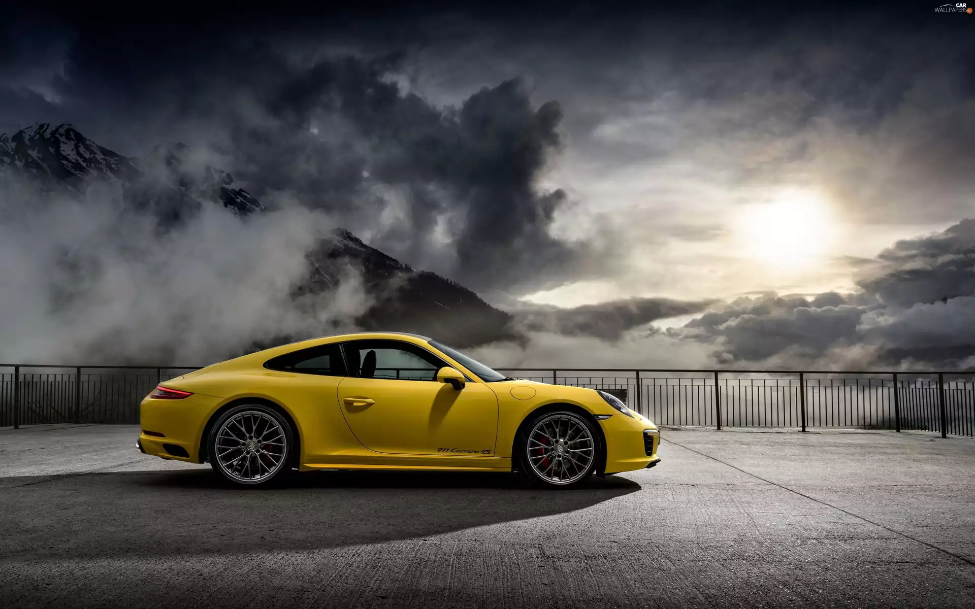 911, CARRERA, Automobile, Porsche, Yellow