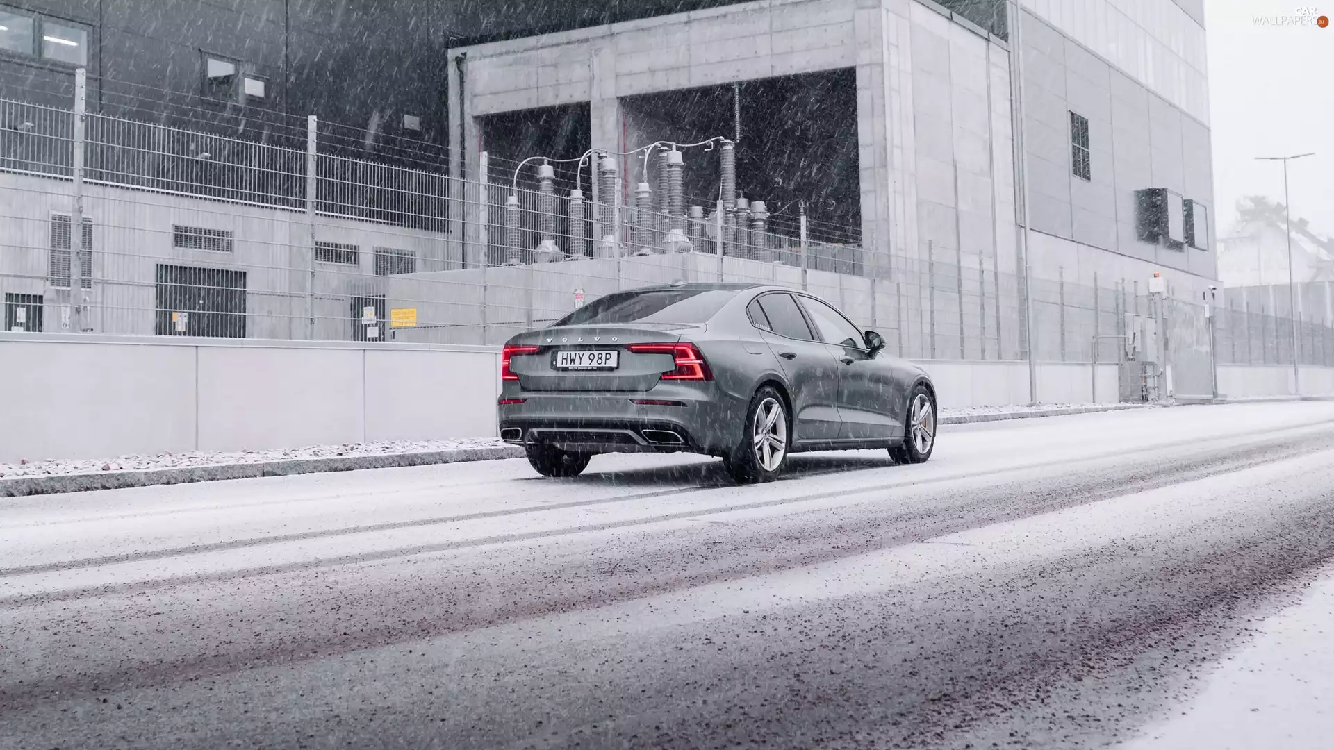 Volvo cars, winter, snow, Street