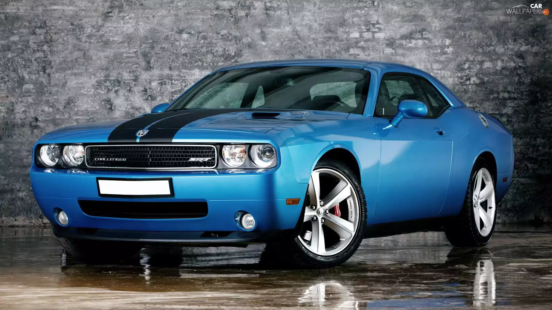 Dodge Chalenger, Black, stripes, blue
