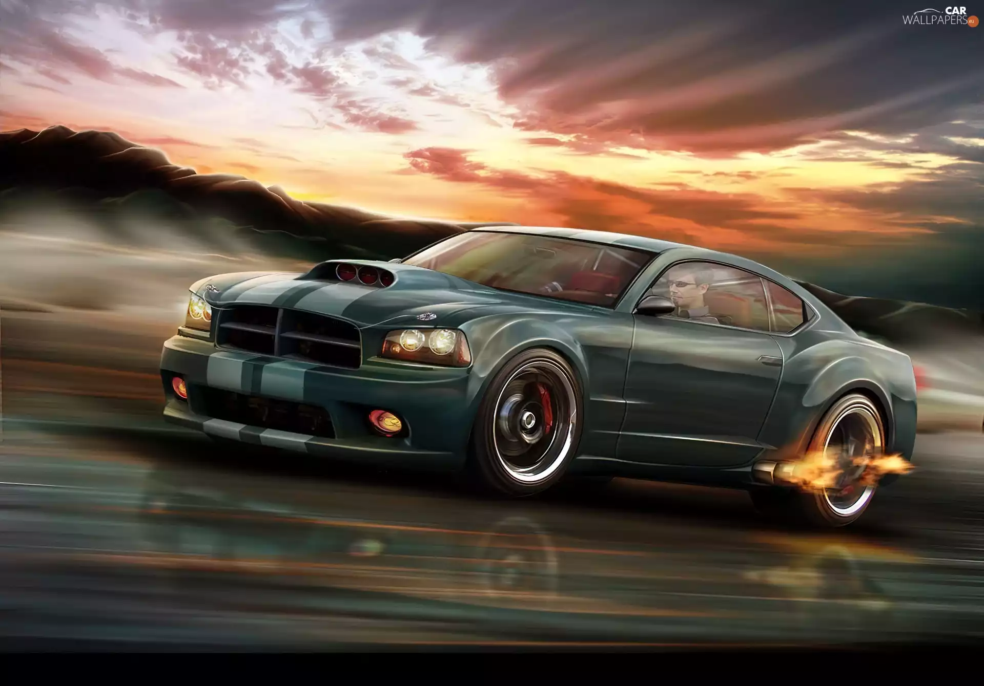 Dodge Charger, graphics, Big Fire