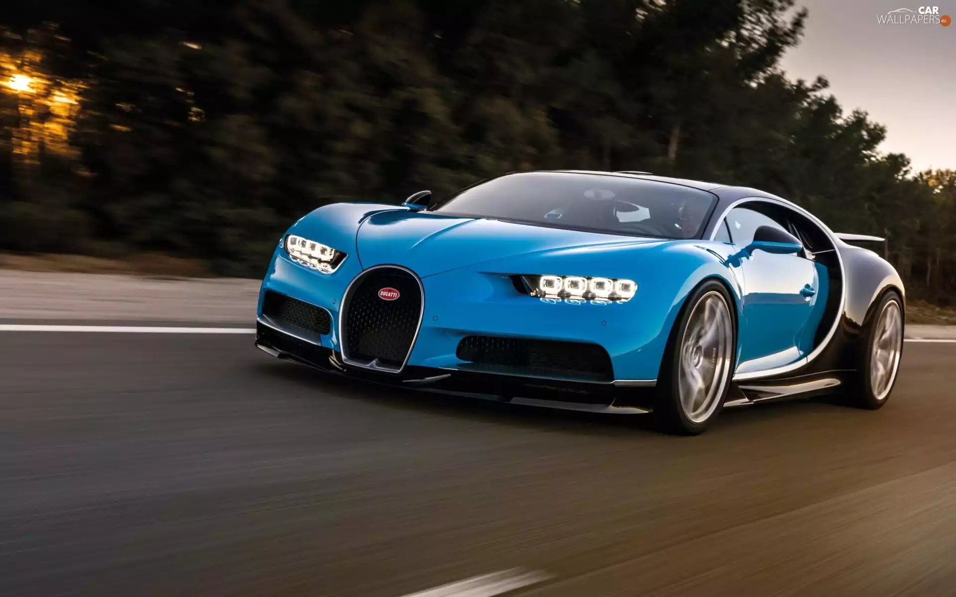 Front, blue, Bugatti Chiron