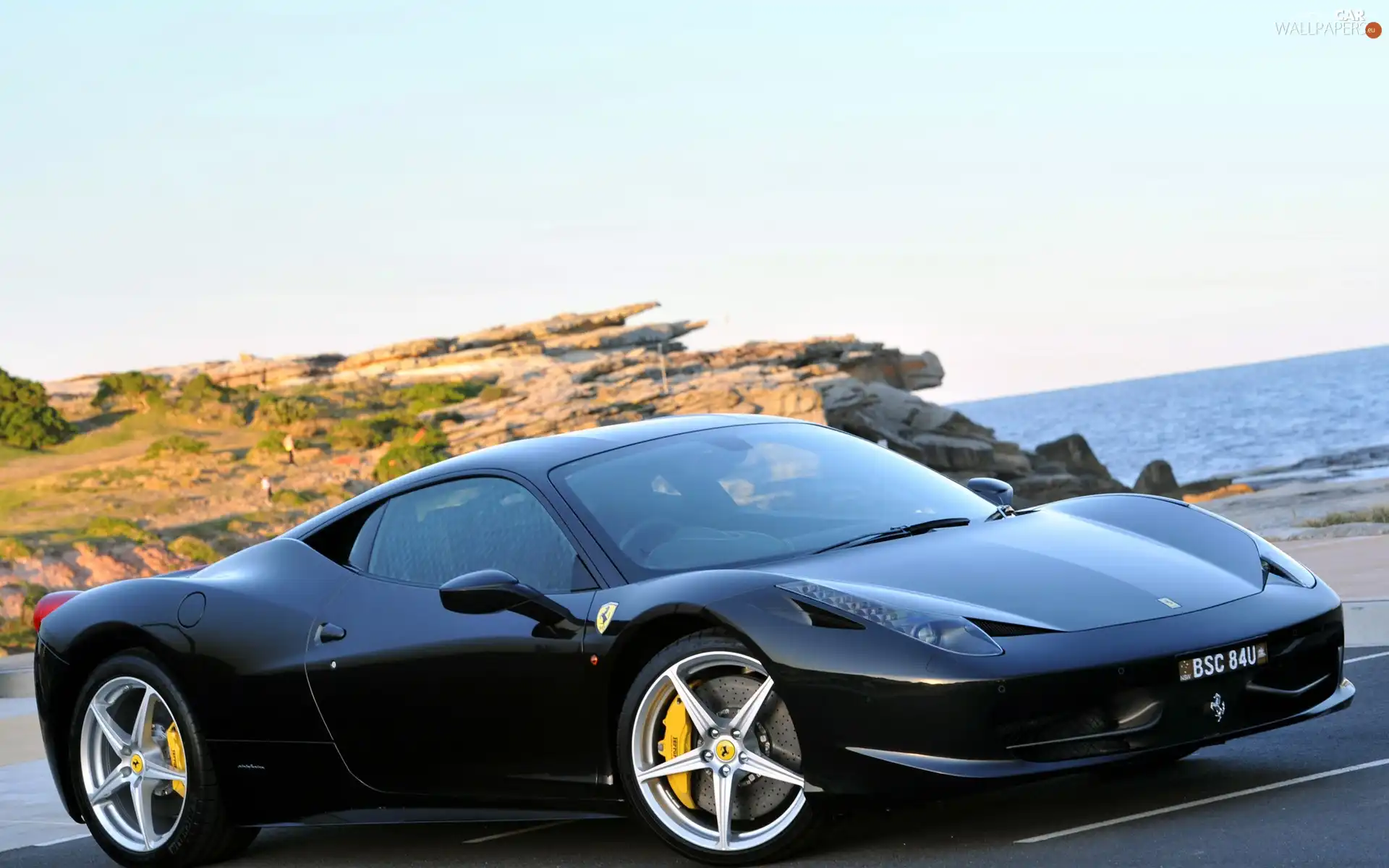 rocks, Ferrari 458, Coast