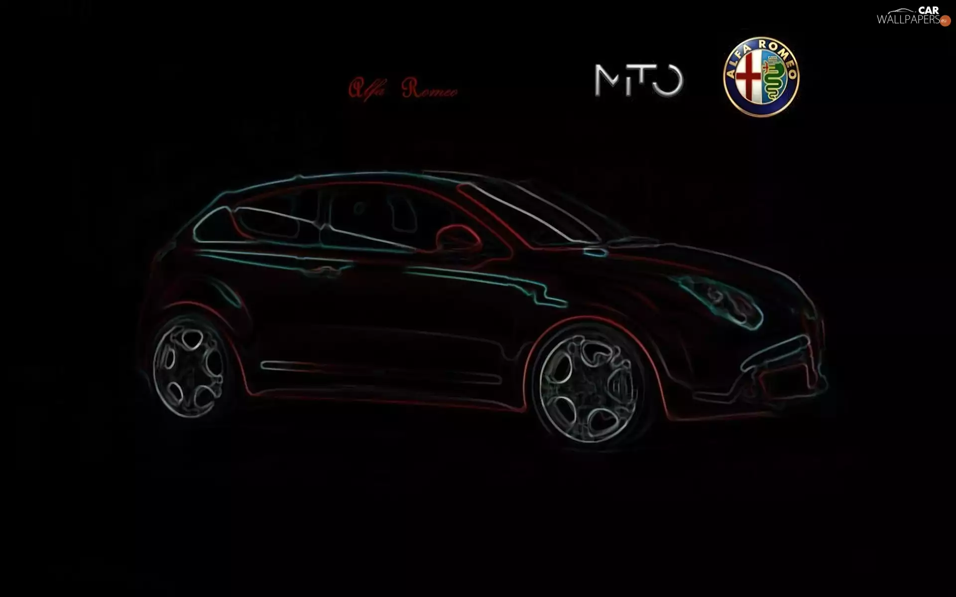 Alfa Romeo MiTo, commercial, stamp, outline