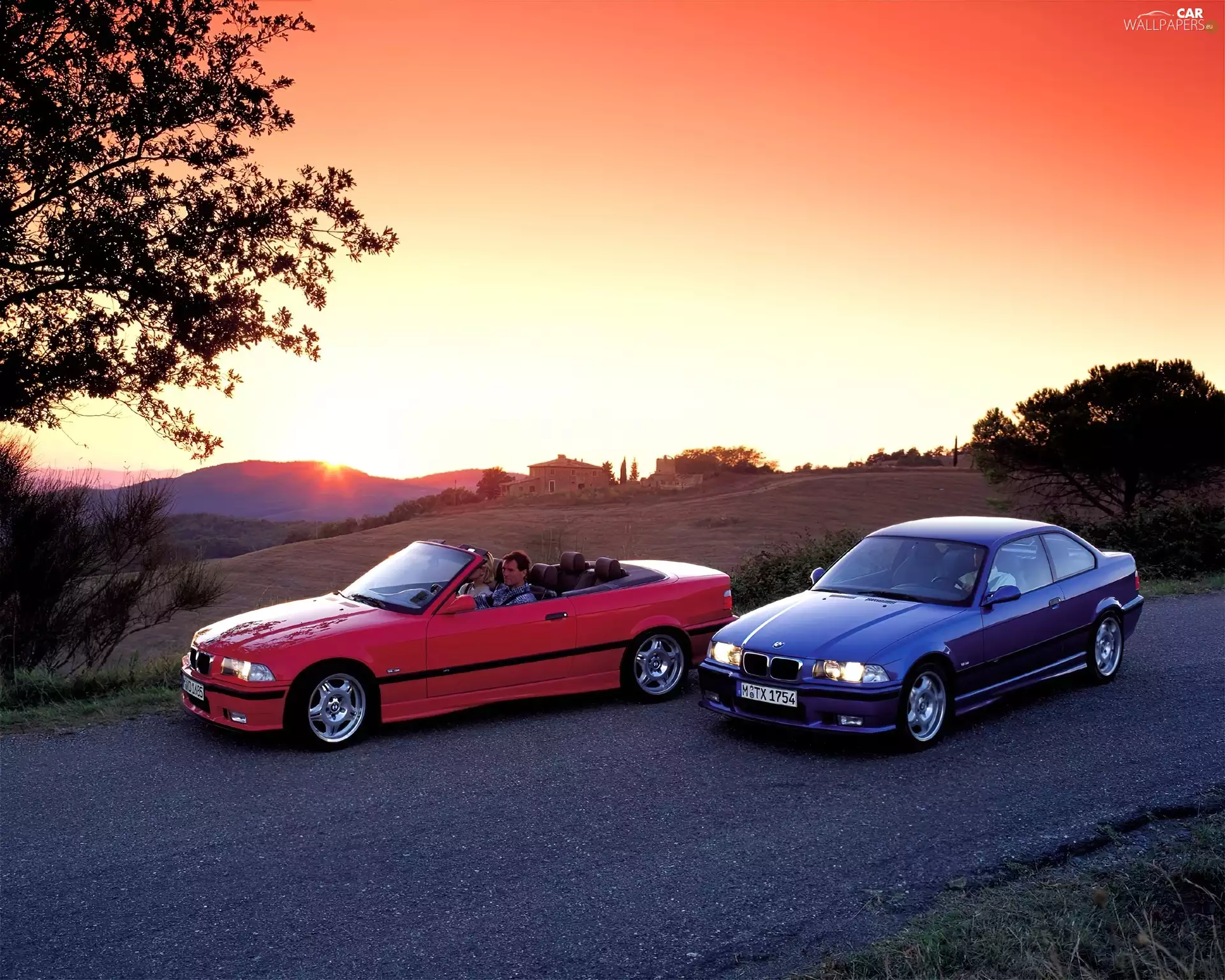 BMW 3, red Convertible, Granate, E36