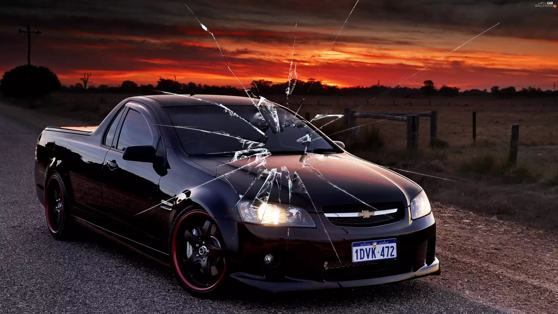 Automobile, Cracked, screen, Chevrolet Lumina