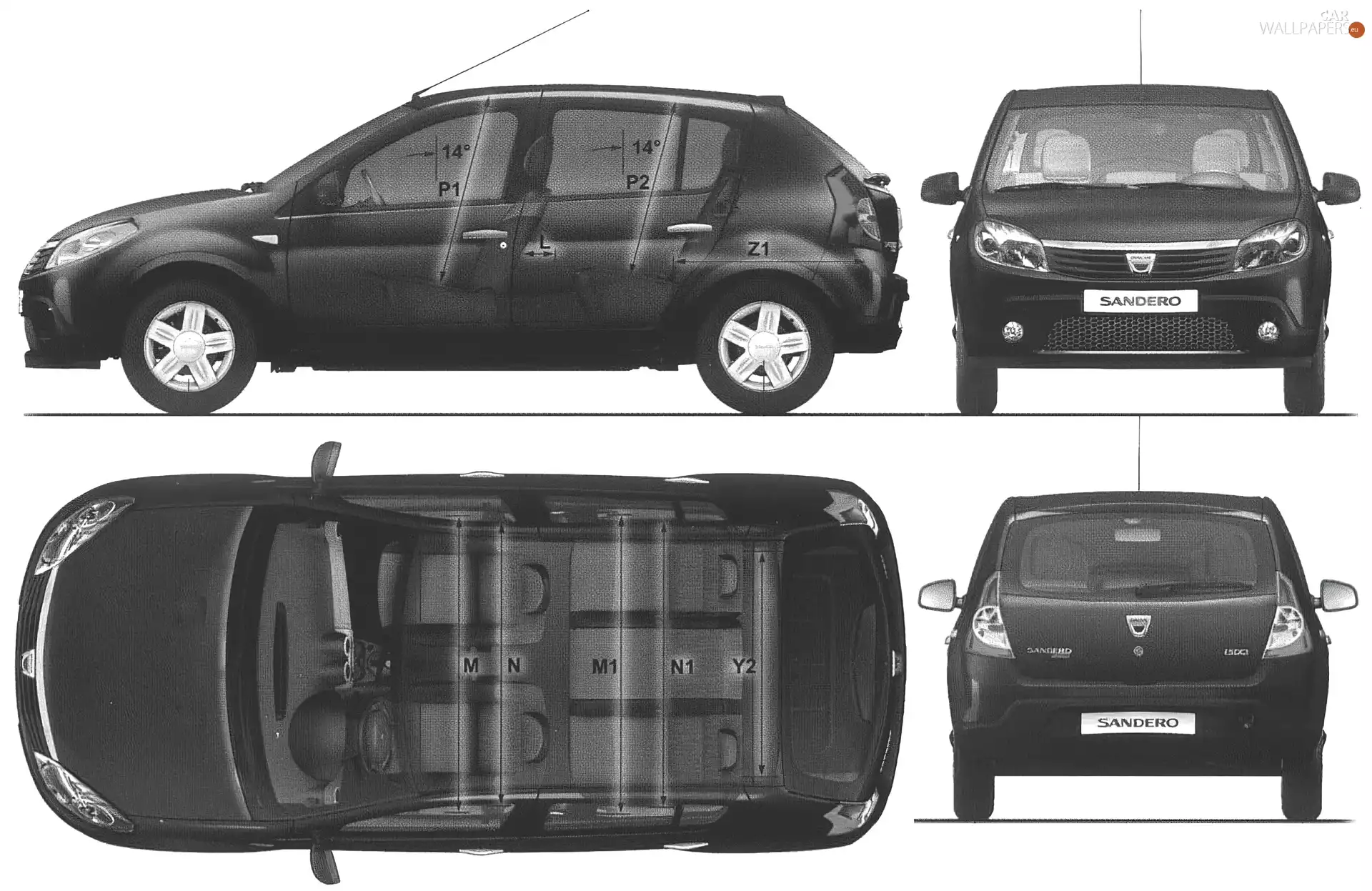 Dacia Sandero, Dimensions