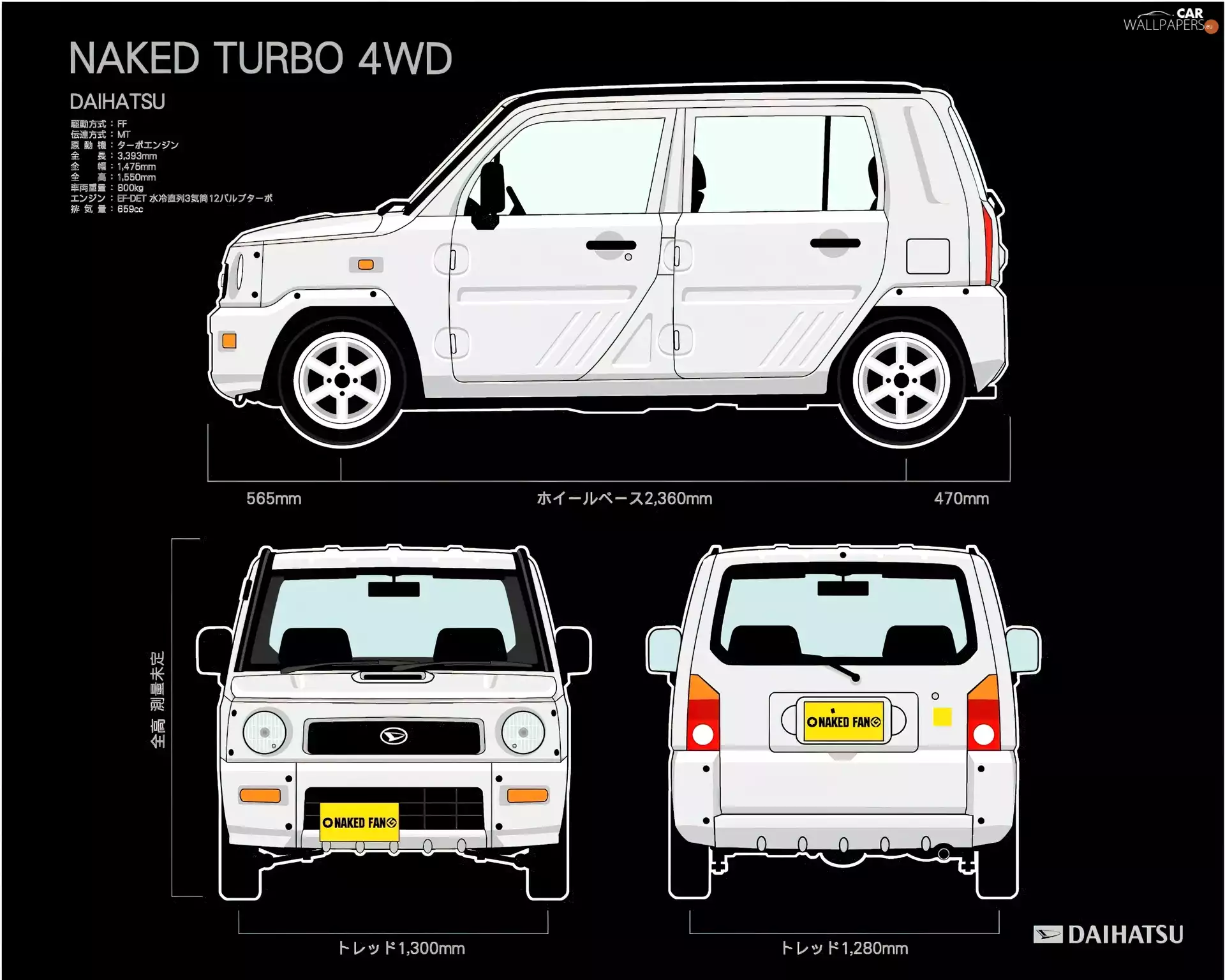 4WD, Daihatsu Naked, Dimensions