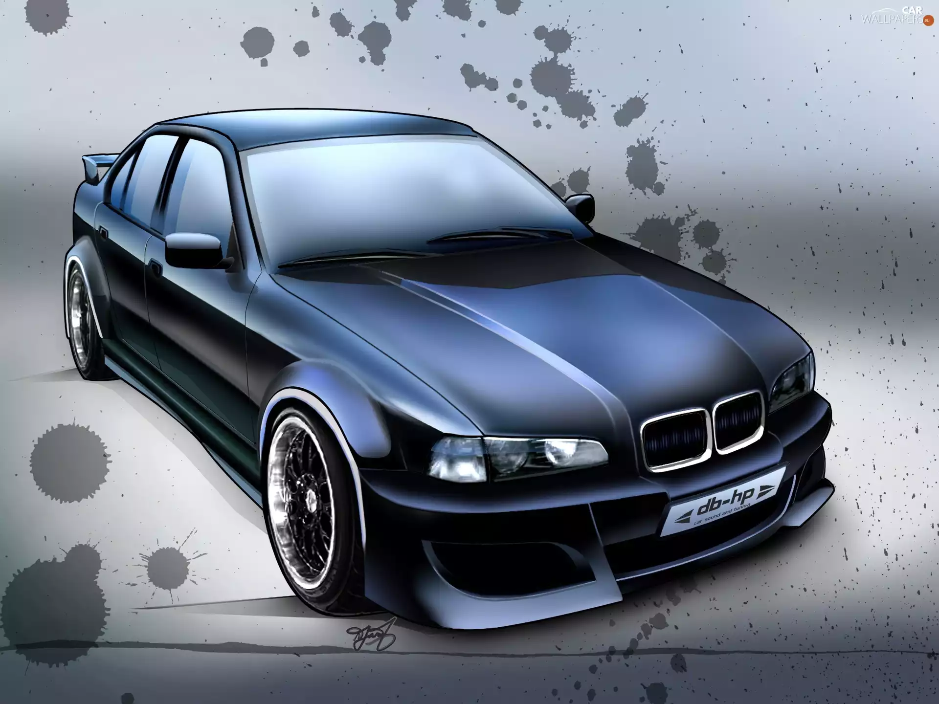 blue, E36, Drawing, BMW 3