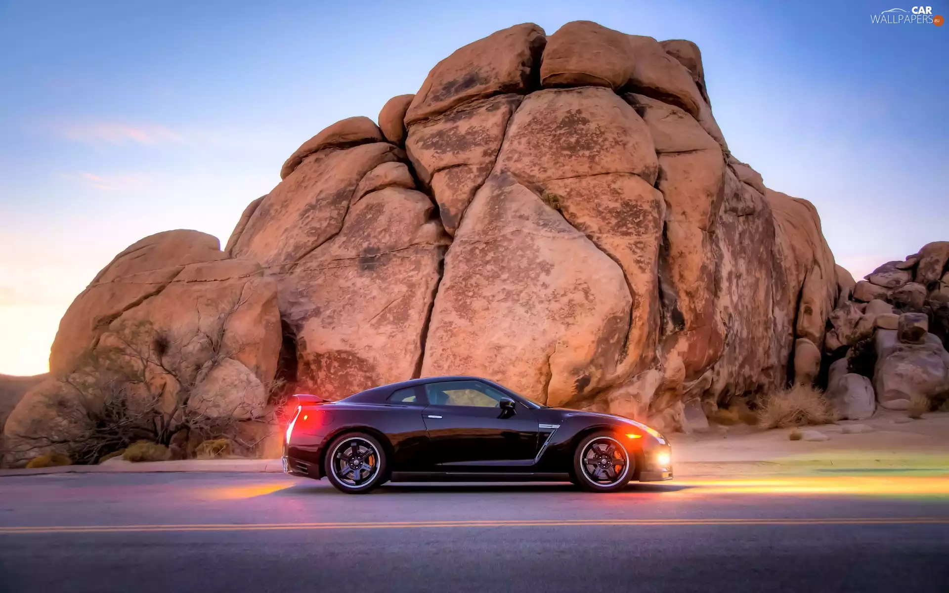 Black, light, Rocks, Nissan GT-R Track Edition