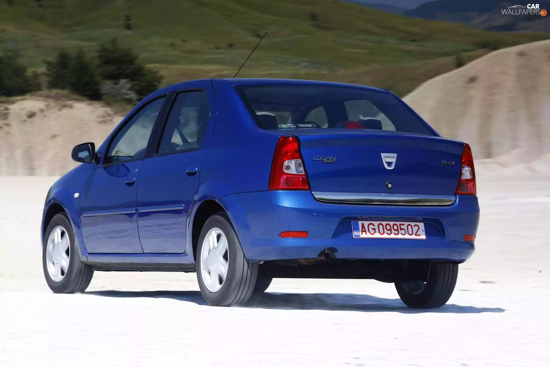 Blue, flap, trunk, Dacia Logan