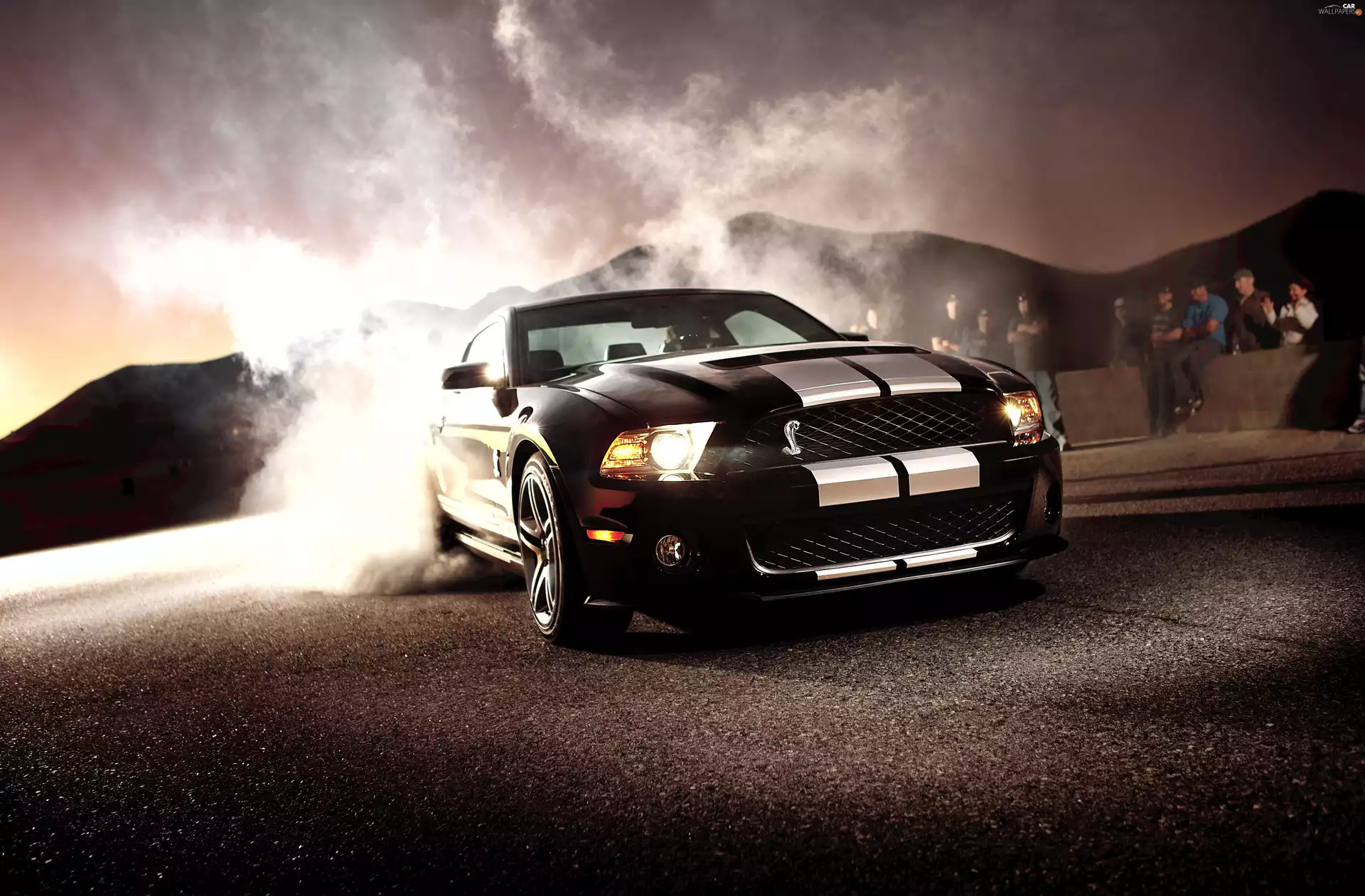 tires, Ford Mustang Shelby, burning
