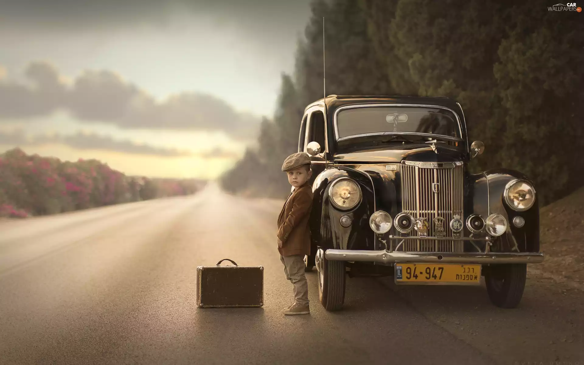 antique, Automobile, Ford Prefect, 1949-53, fuzzy, background, Kid, case, Way